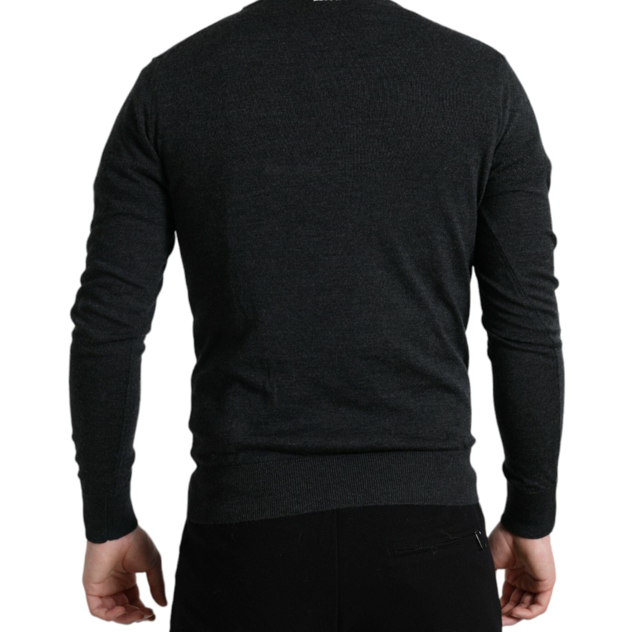 Dolce & Gabbana Gray Wool Round Neck Pullover Sweater