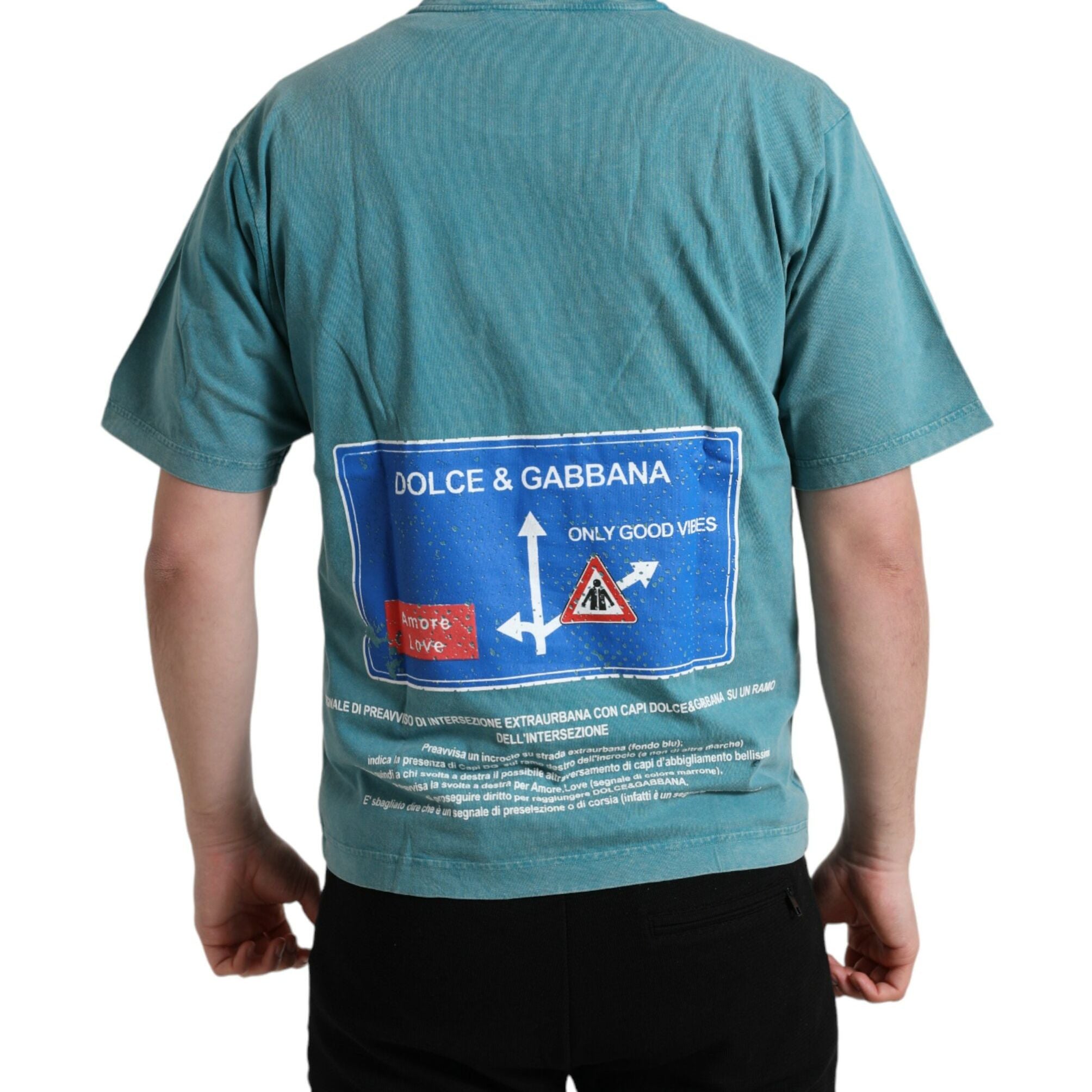Dolce & Gabbana Blue Cotton Milano Street Round Neck T-shirt