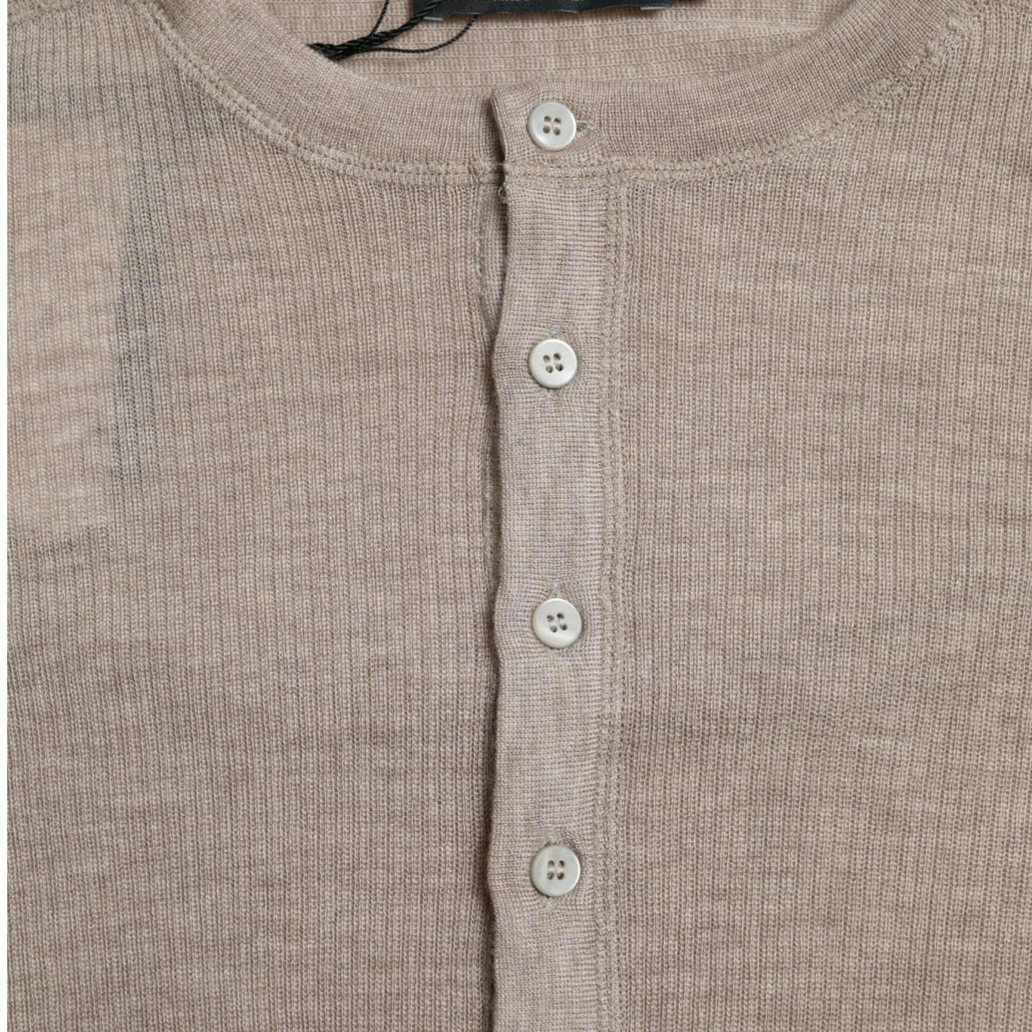 Dolce & Gabbana Henley Pullover Beige Cashmere Sweater