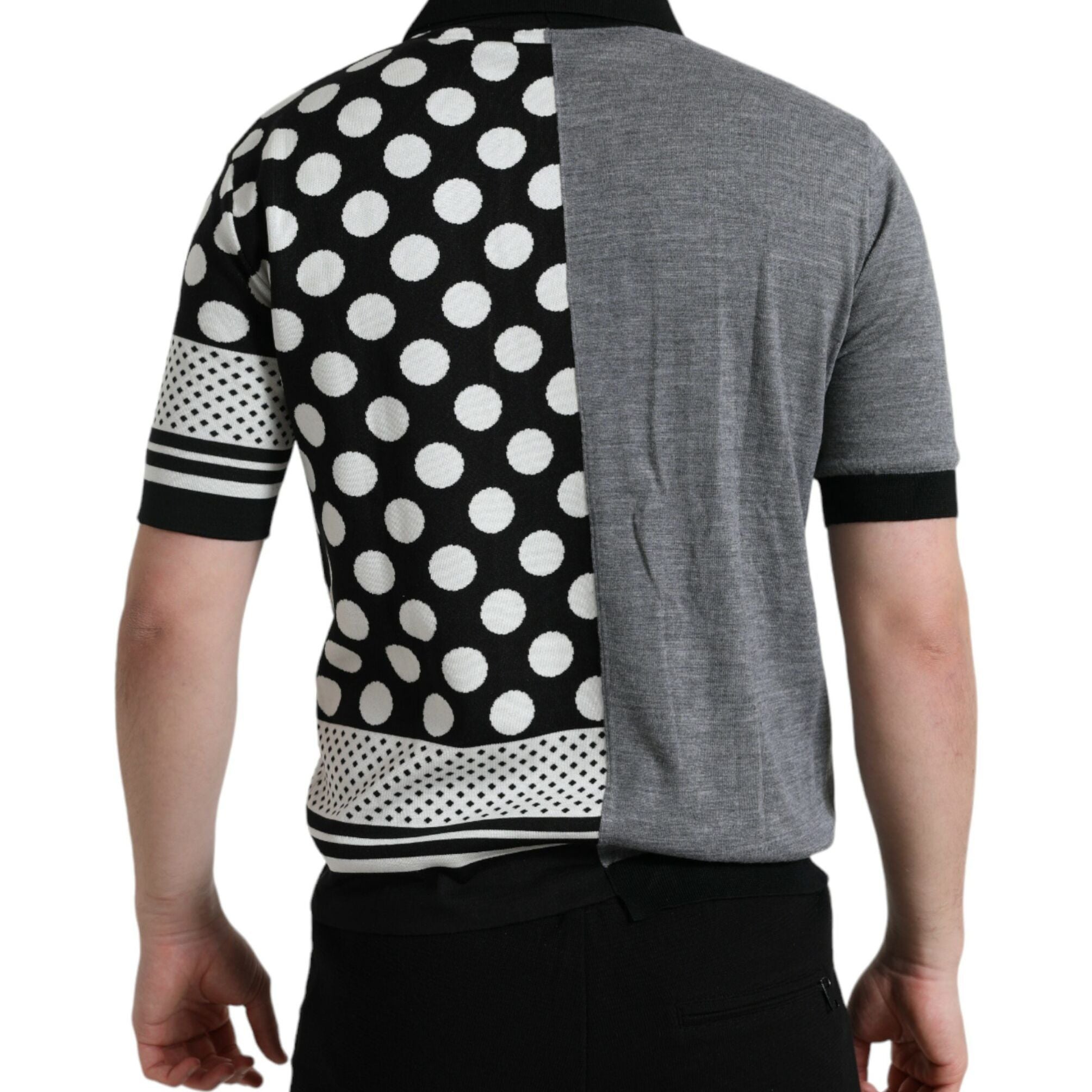 Dolce & Gabbana Black White Jumper Cardigan Polo Sweater
