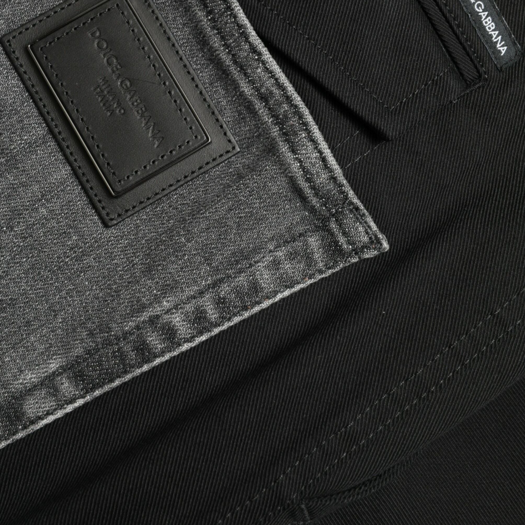 Dolce & Gabbana Black Gray slim Cotton Denim Jeans