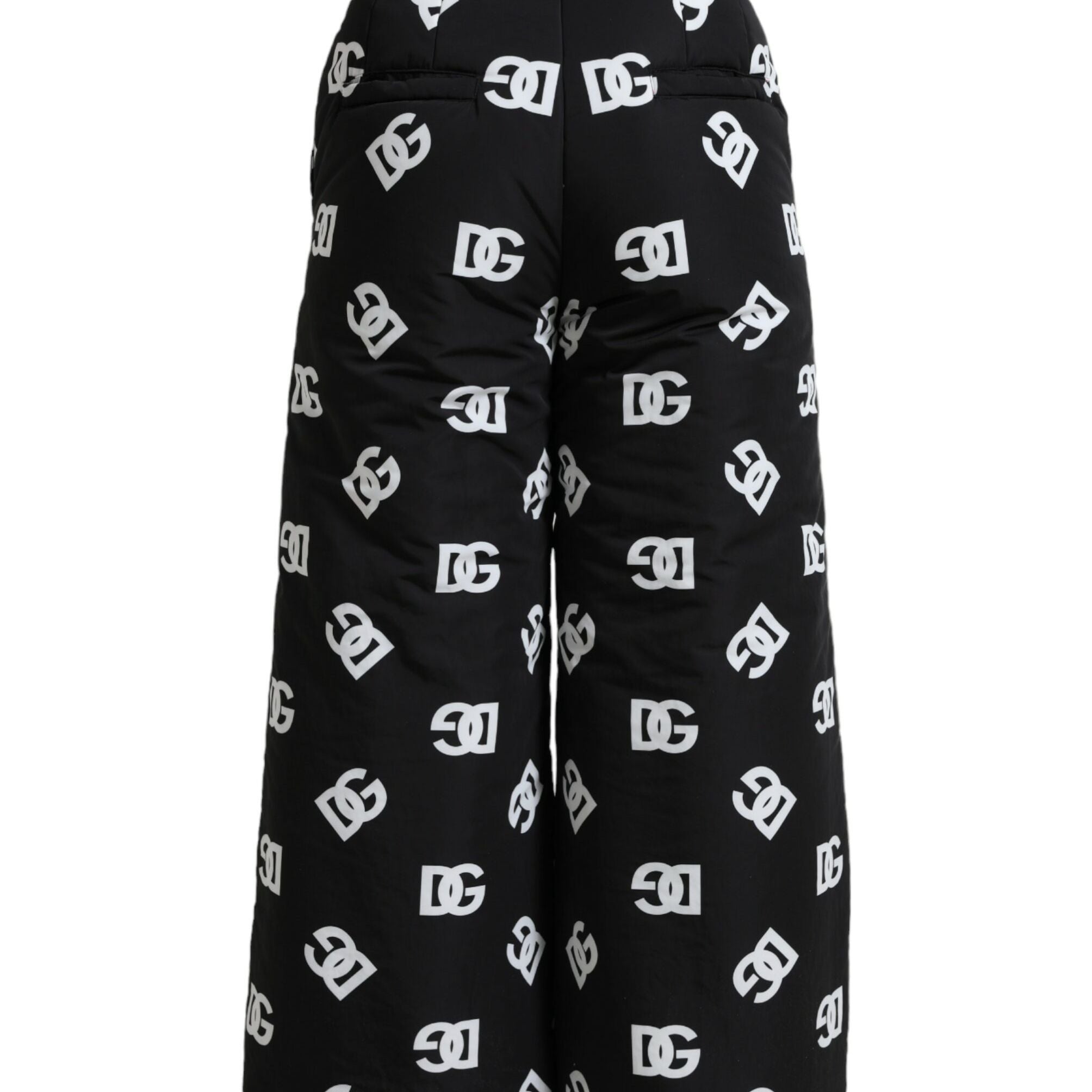 Dolce & Gabbana Black Logo DG Print Wide Leg Pants