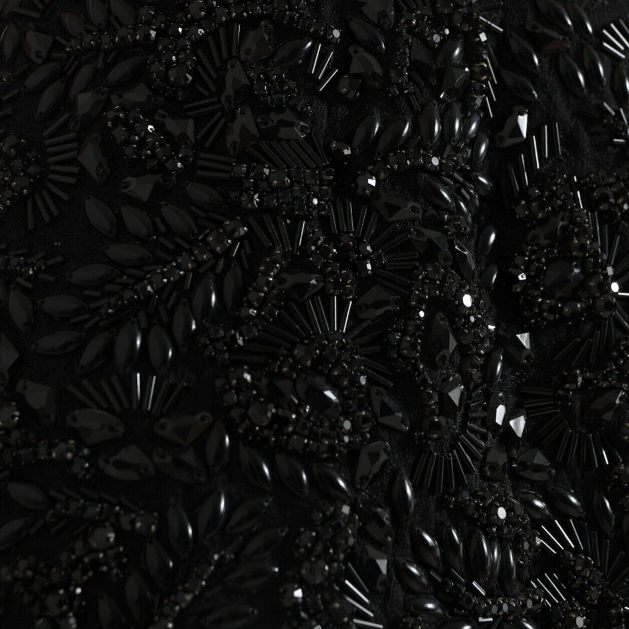 Dolce & Gabbana Black Crystal Handmade Knee Pencil Skirt