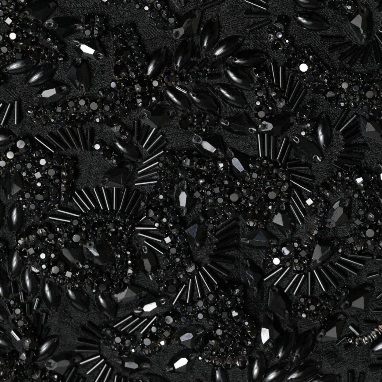 Dolce & Gabbana Black Crystal Handmade Knee Pencil Skirt