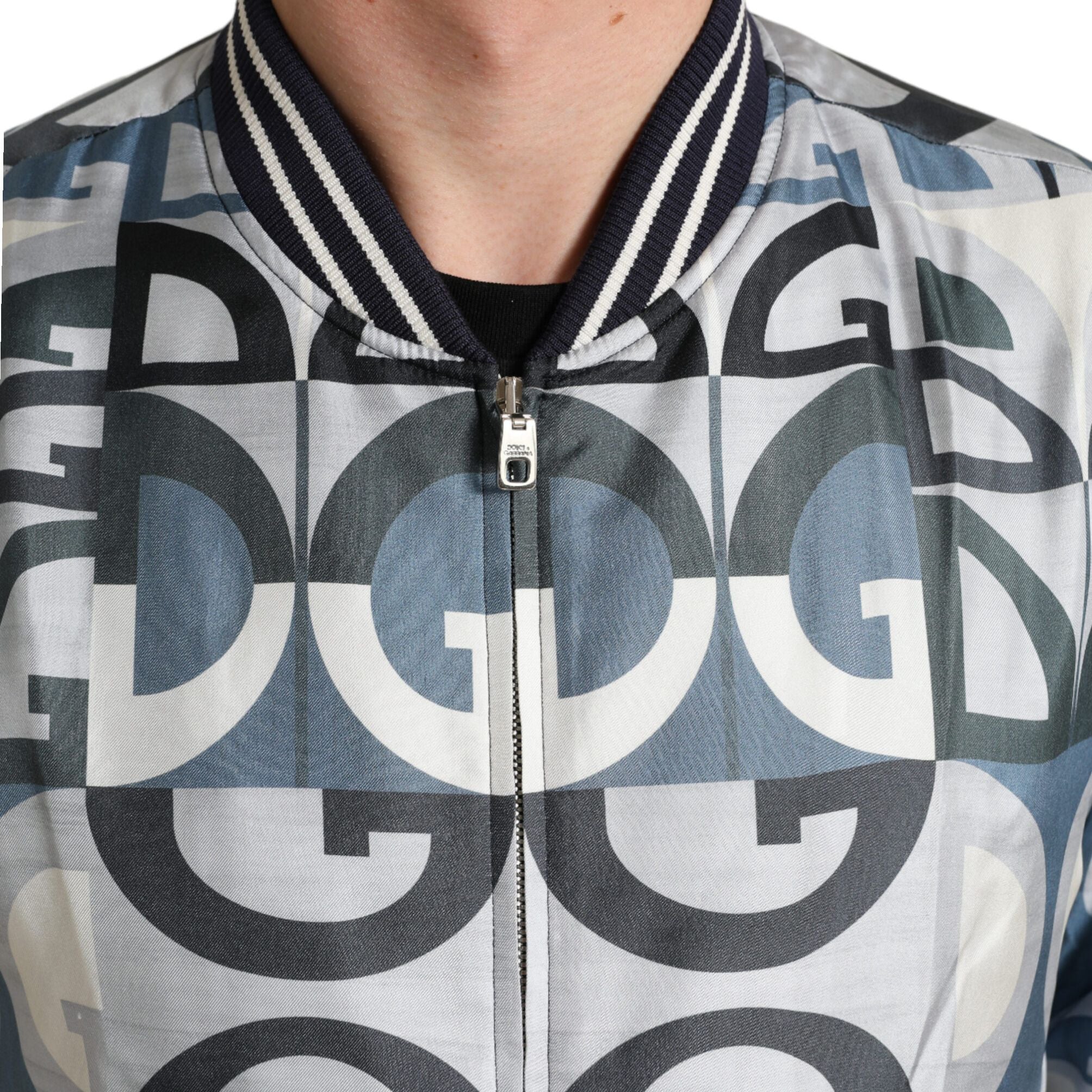 Dolce & Gabbana Multicolor Logo Print Bomber Blouson Jacket