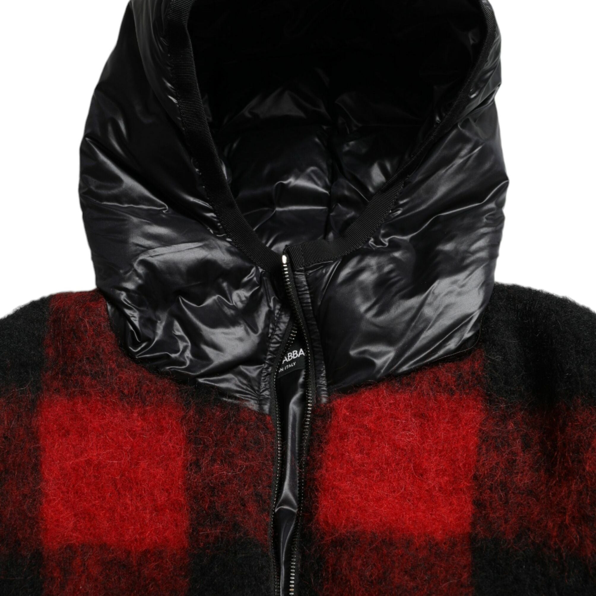 Dolce & Gabbana Black Red Buffalo Check Hooded Poncho Jacket
