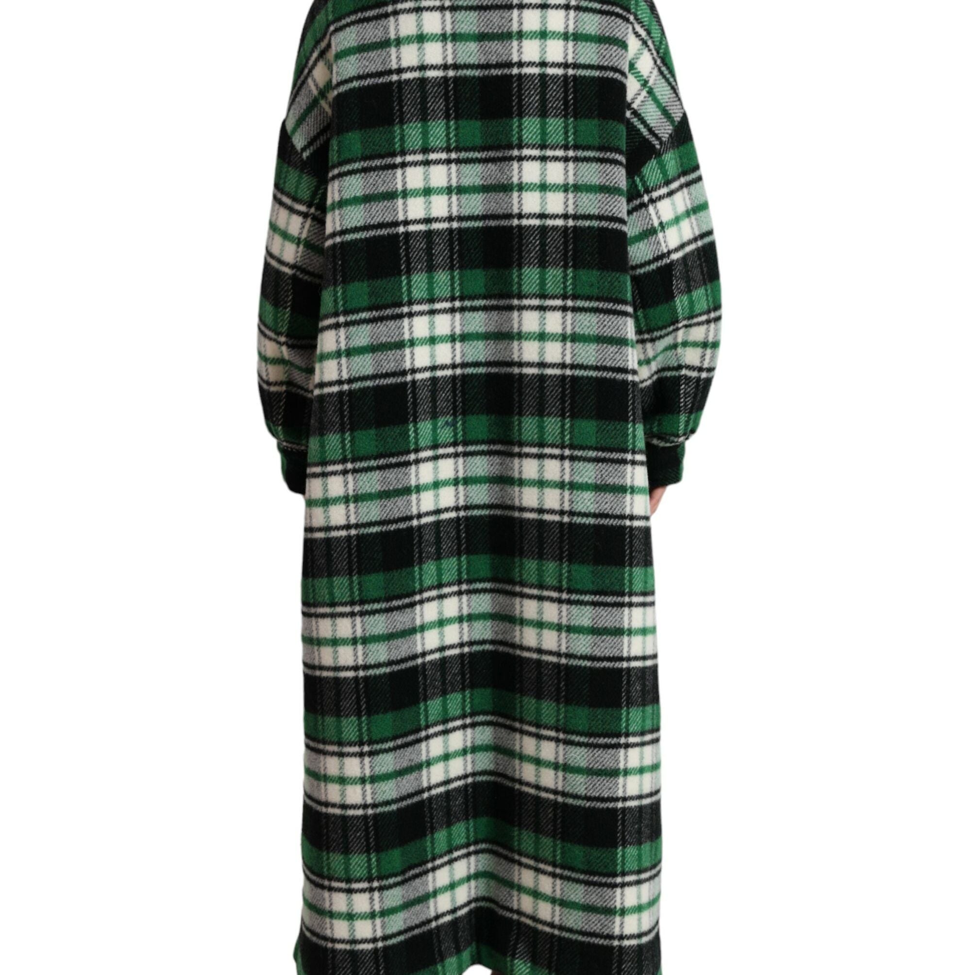 Dolce & Gabbana Green Plaid Long Sleeve Casual Coat Jacket