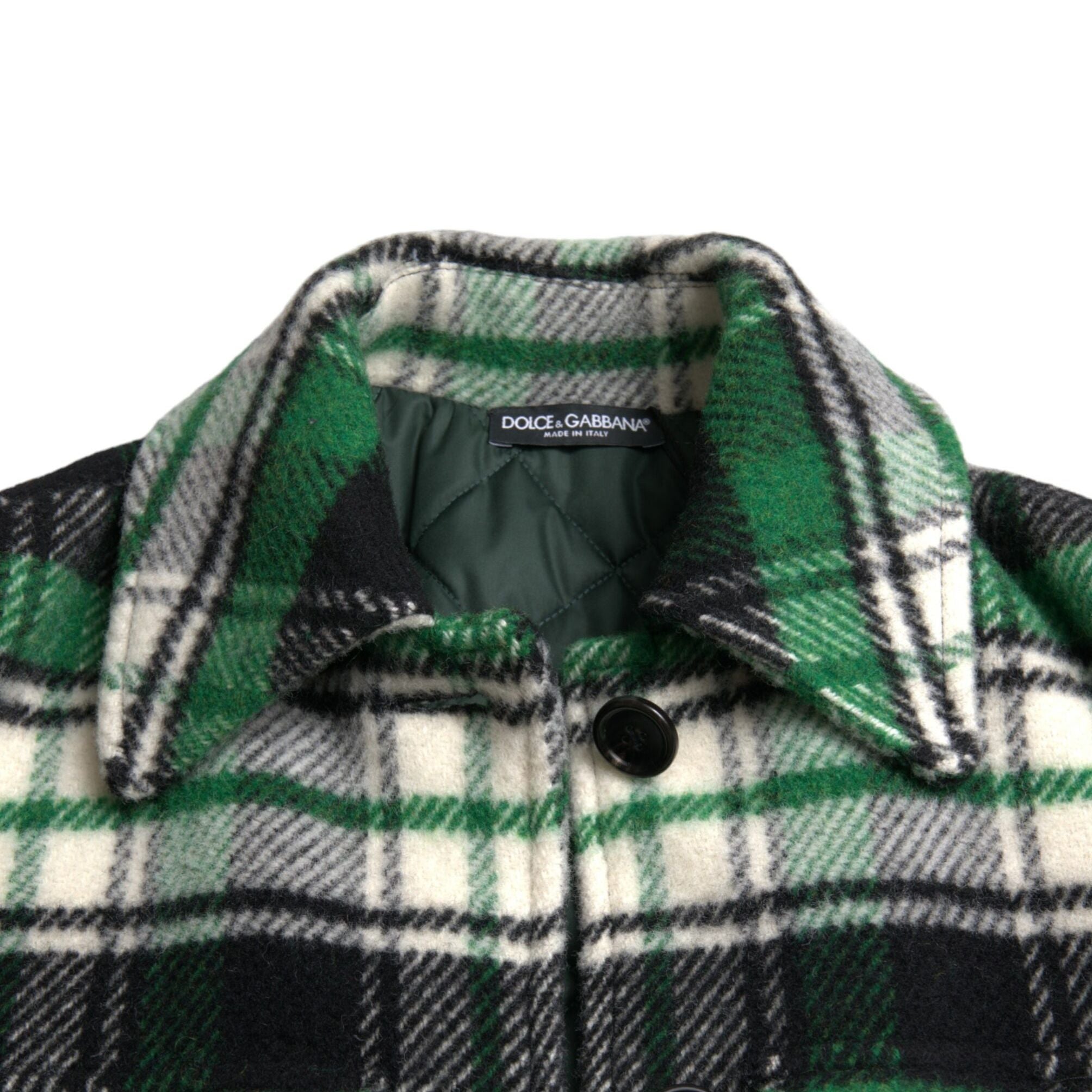 Dolce & Gabbana Green Plaid Long Sleeve Casual Coat Jacket