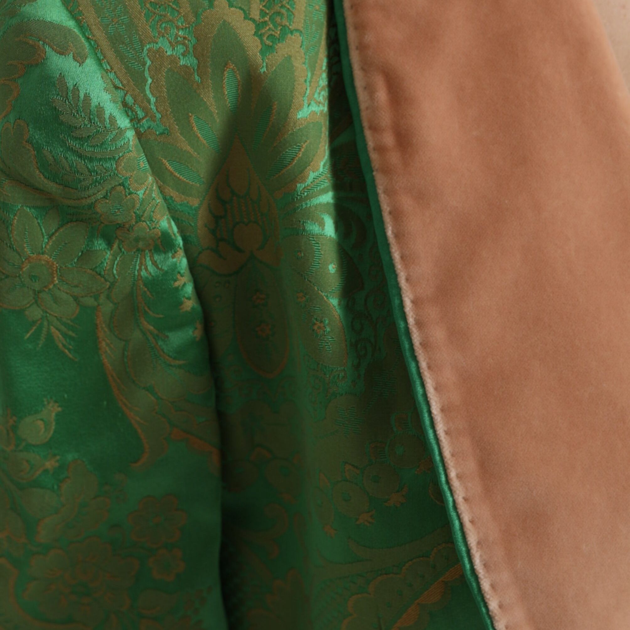 Dolce & Gabbana Green Floral Double Breasted Coat Jacket