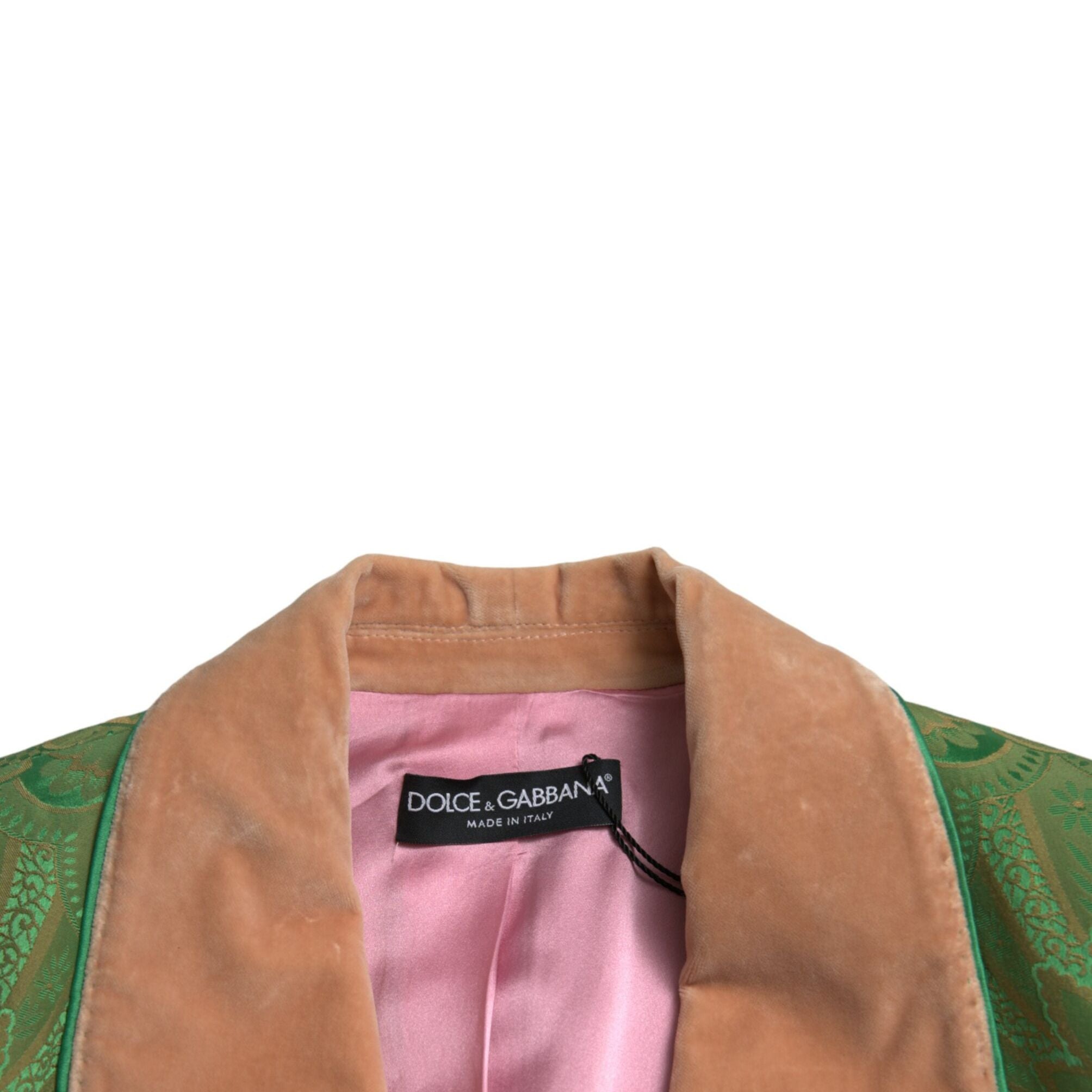 Dolce & Gabbana Green Floral Double Breasted Coat Jacket