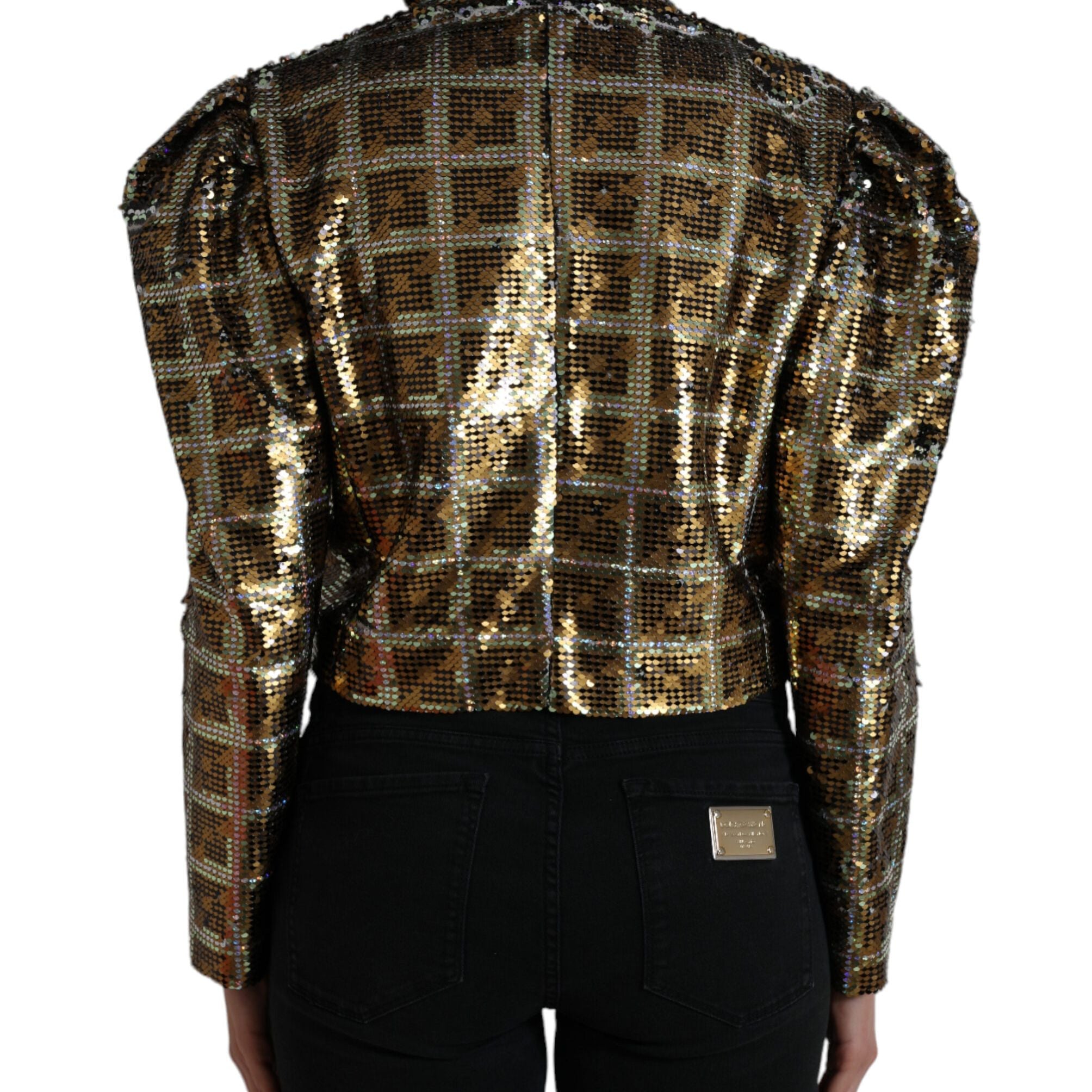 Dolce & Gabbana Multicolor Polyester Sequined Cropped Jacket