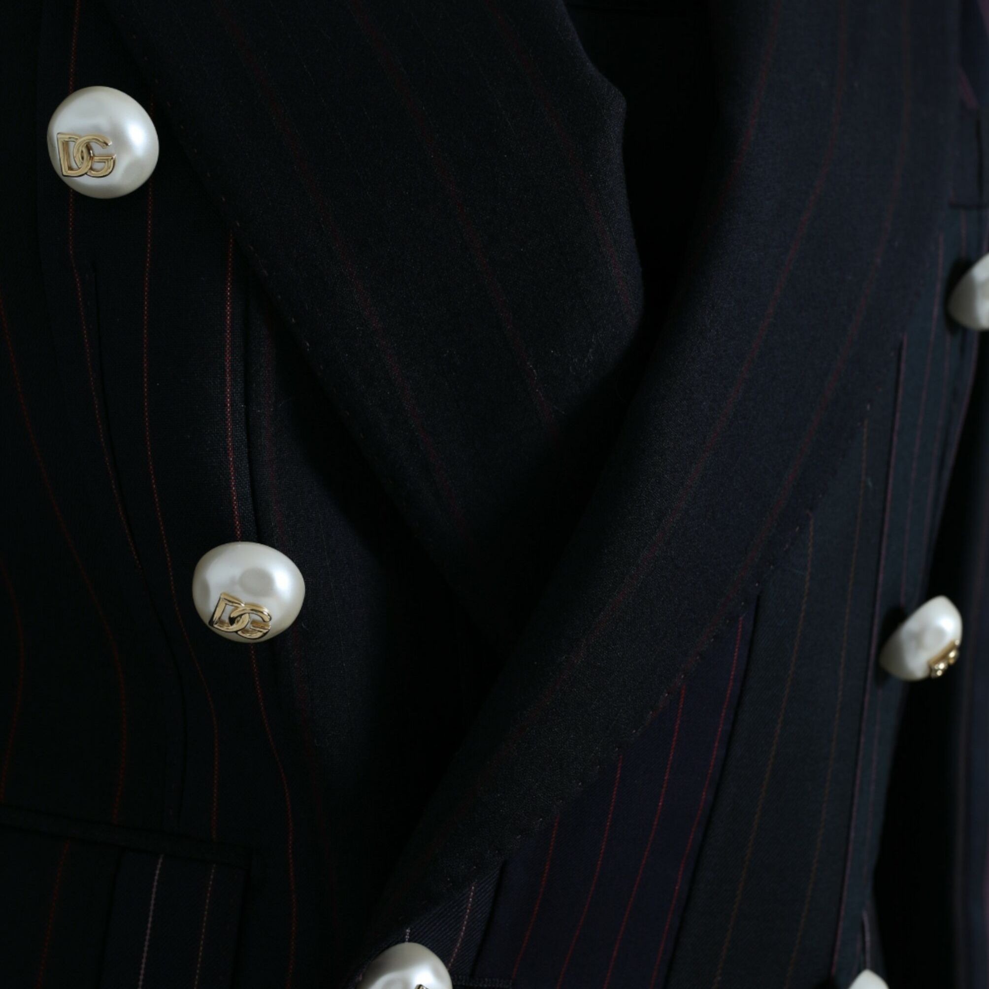 Dolce & Gabbana Black Striped SICILIA Double Breasted Jacket