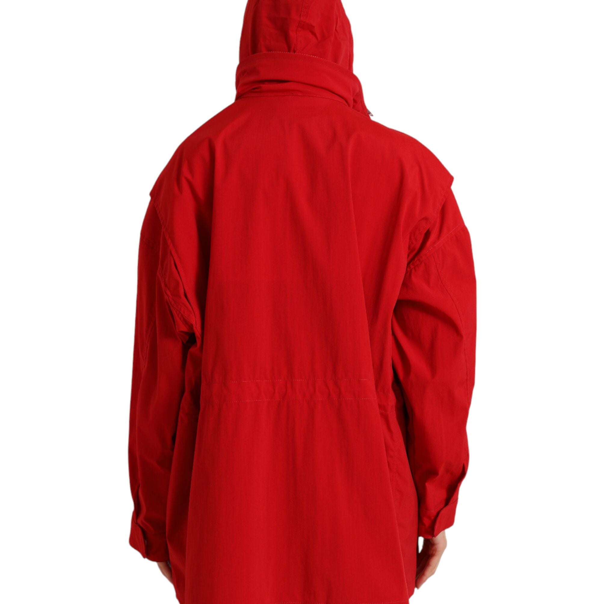 Dolce & Gabbana Red Polyester Hooded Button Rain Coat Jacket