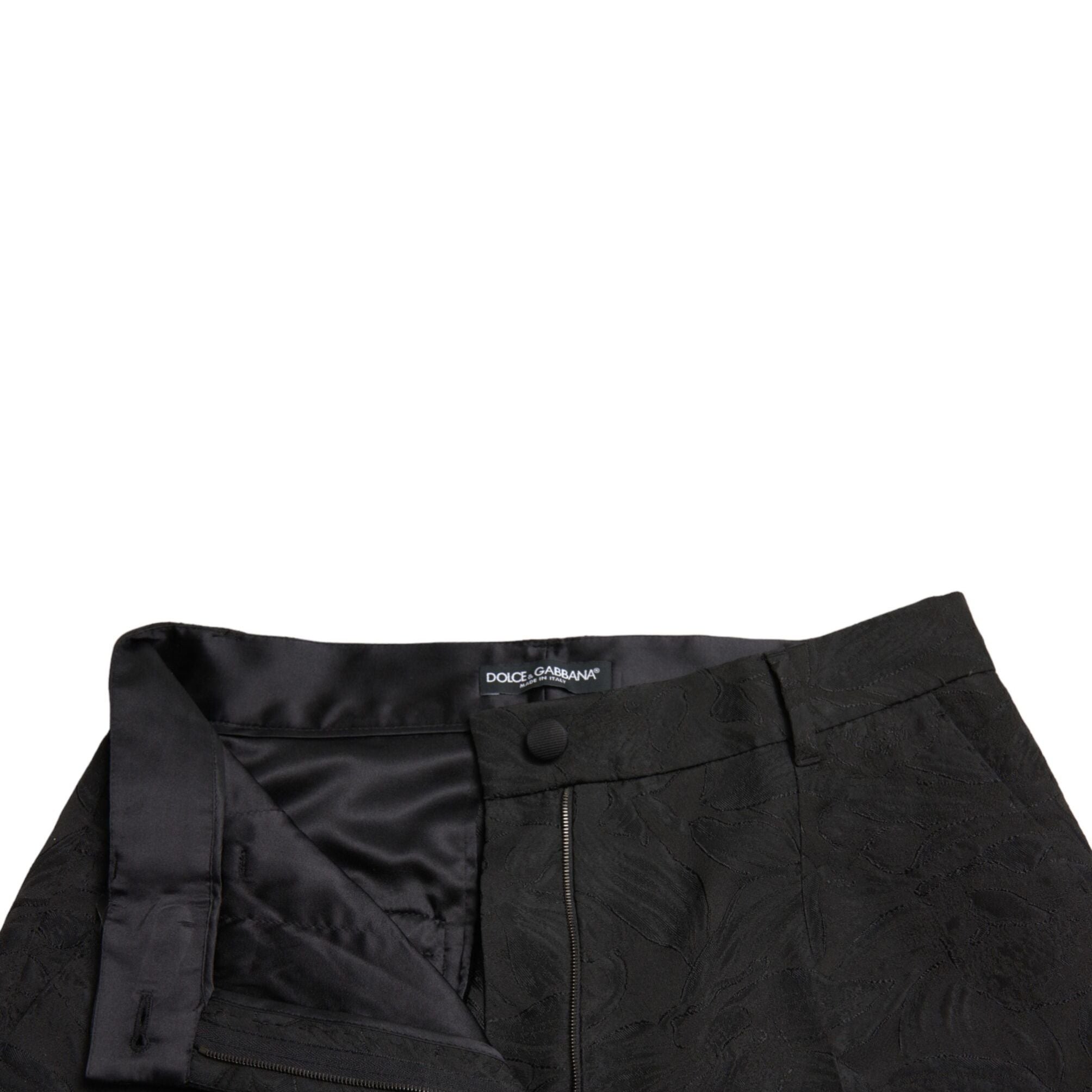 Dolce & Gabbana Black Polyester High Waist Tapered Pants