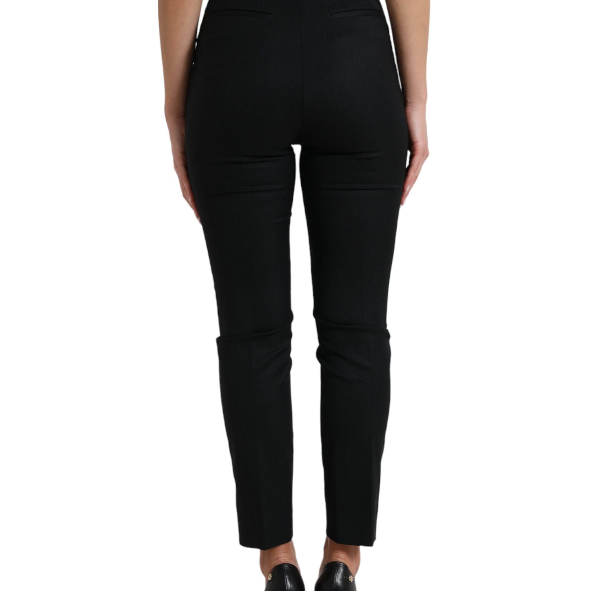 Dolce & Gabbana Black Wool High Waist Tapered Pants