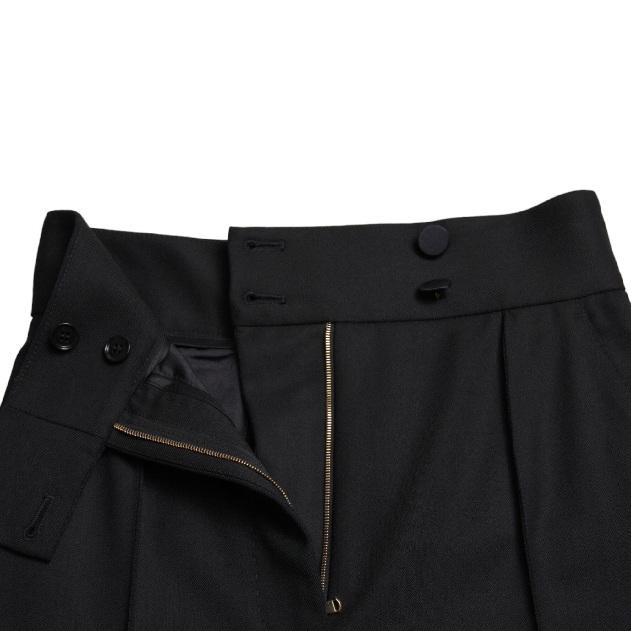 Dolce & Gabbana Black Wool High Waist Tapered Pants
