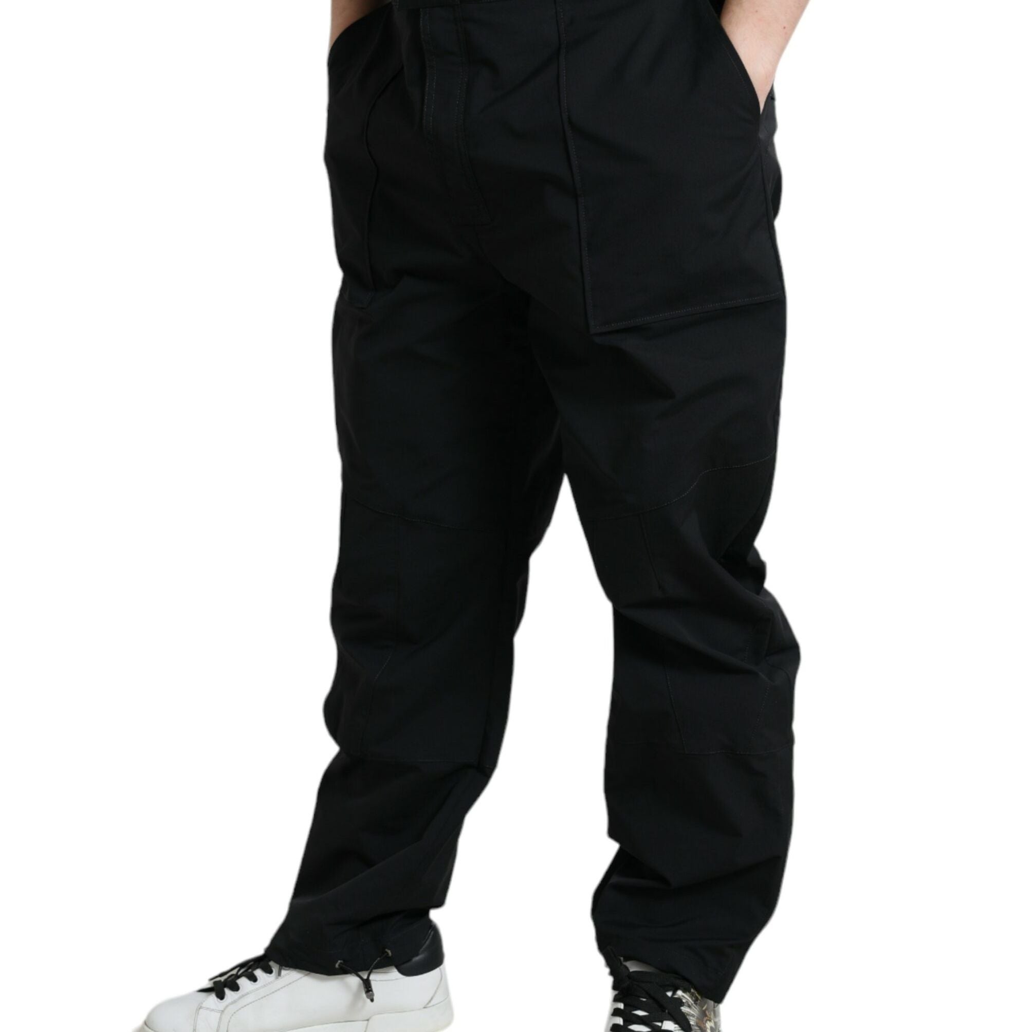 Dolce & Gabbana Black Polyester Logo Straight Pants