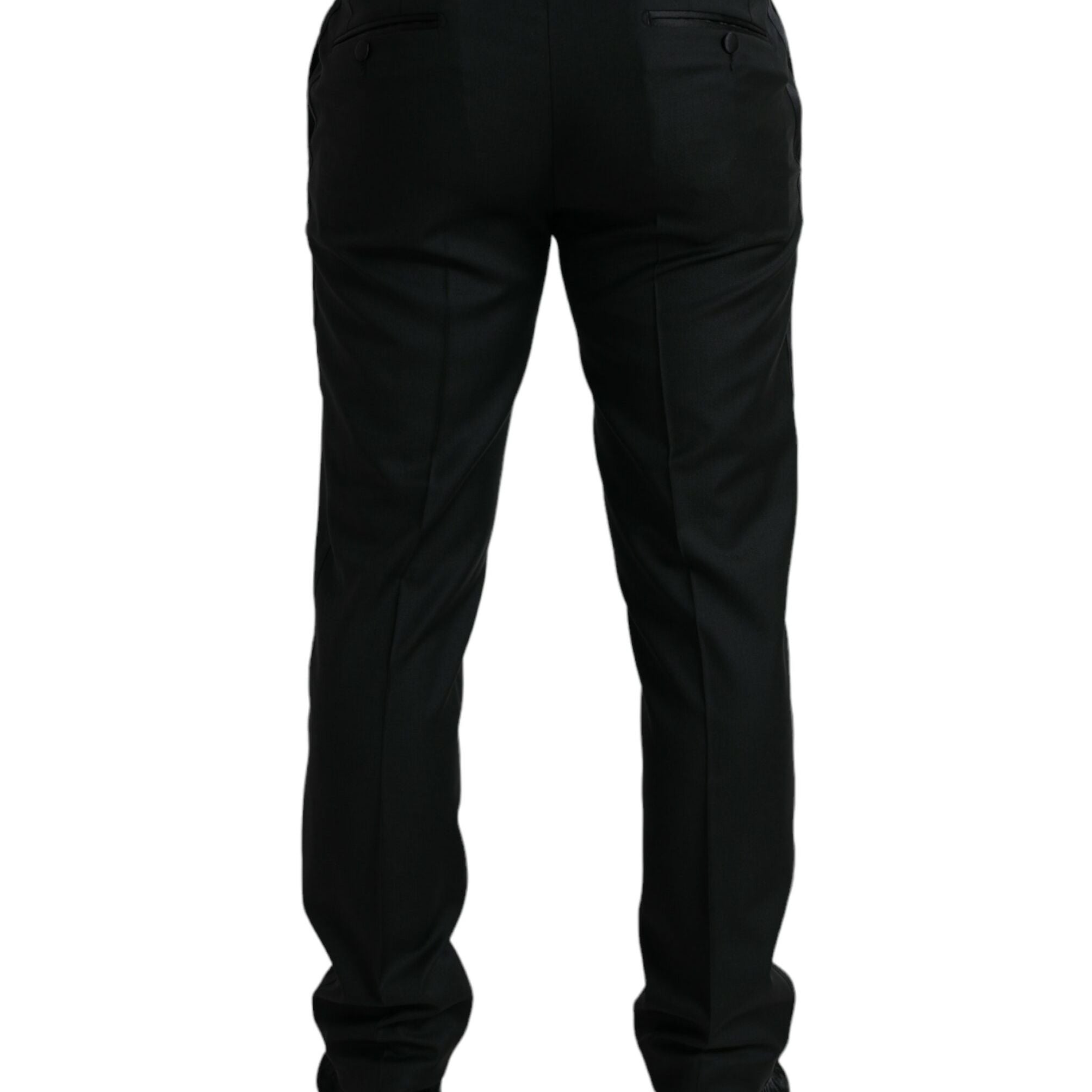 Dolce & Gabbana Black Wool Slim Fit Formal Trouser Dress Pants