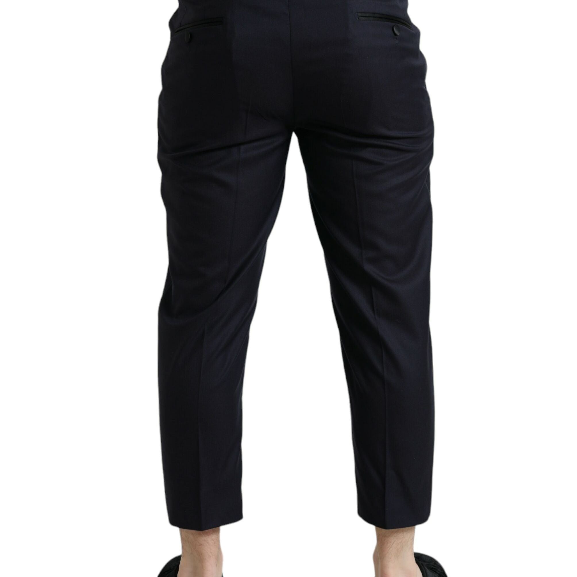 Dolce & Gabbana Blue Wool Cropped Tapered Pants