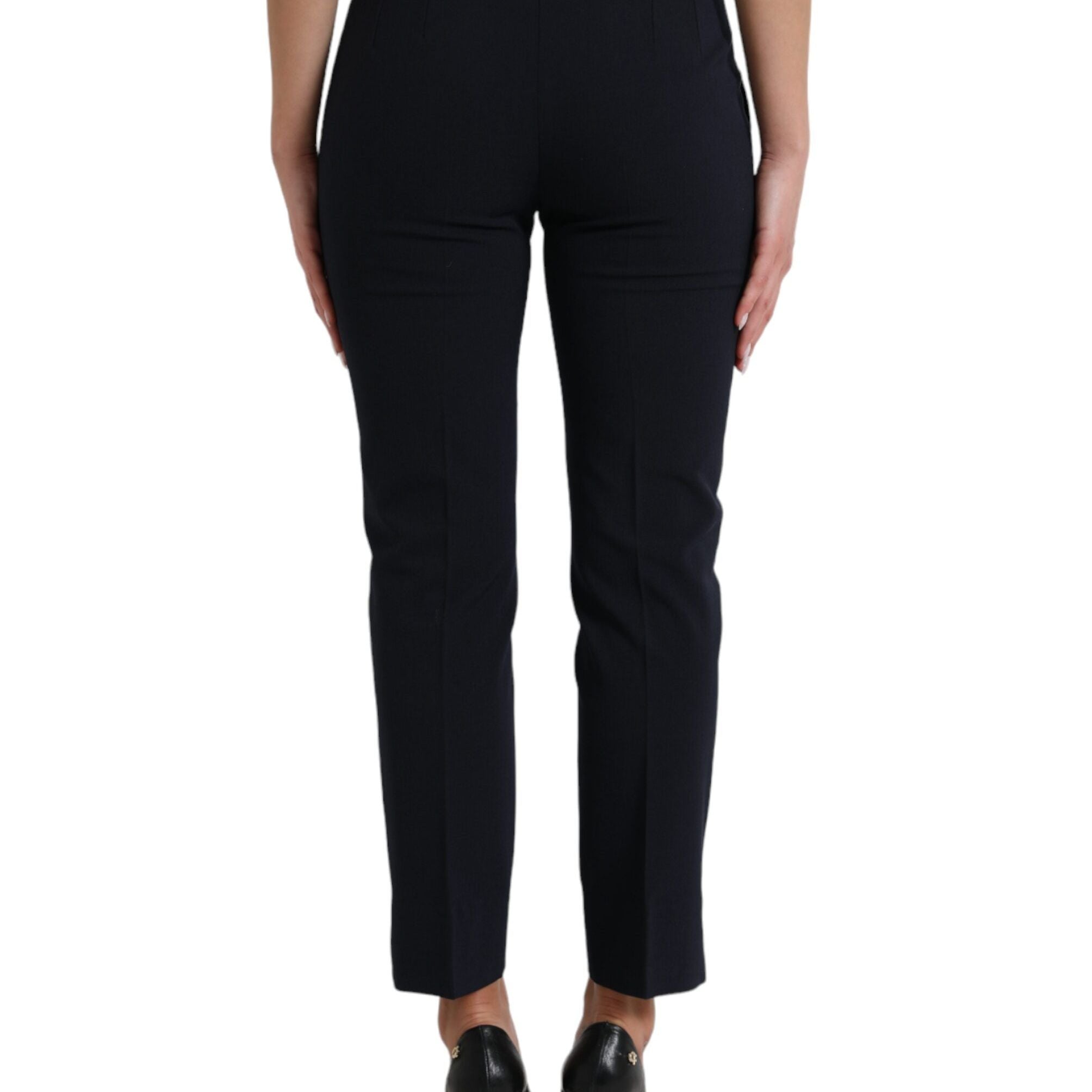 Dolce & Gabbana Blue Mid Waist Tapered Cropped Pants