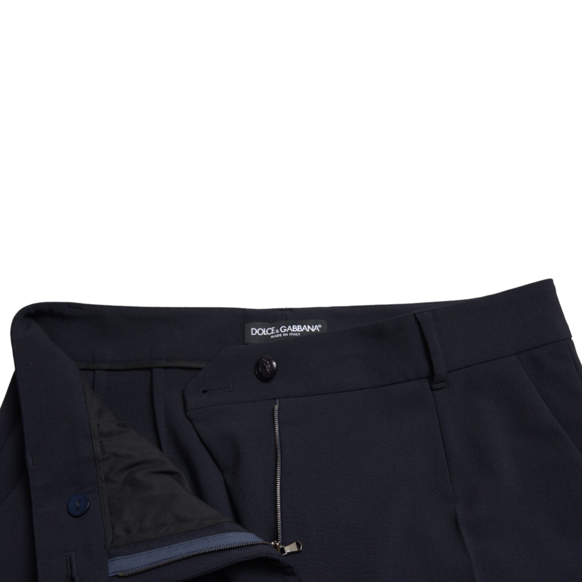 Dolce & Gabbana Blue Mid Waist Tapered Cropped Pants