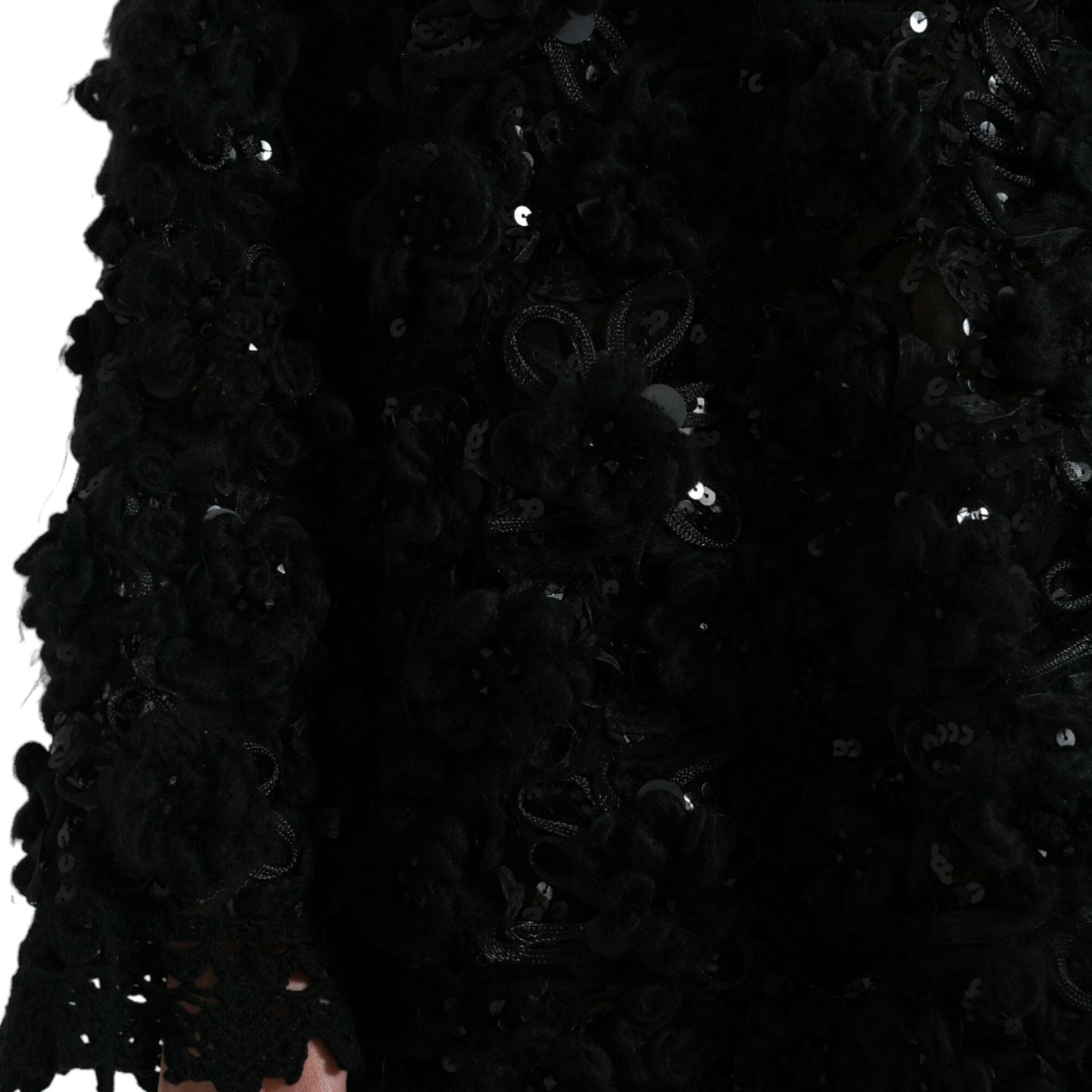 Dolce & Gabbana Black Sequined Embellished Pullover Sweater