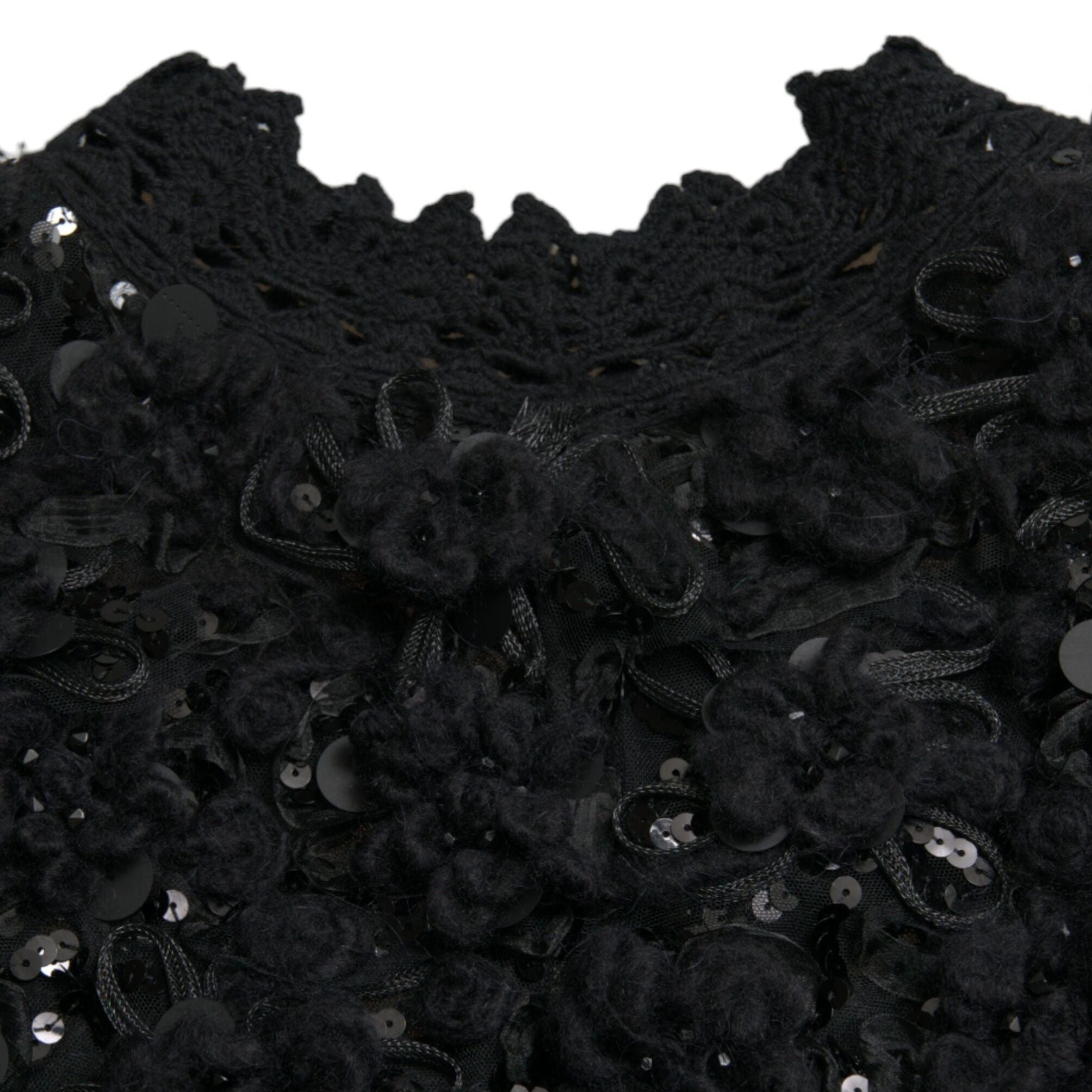 Dolce & Gabbana Black Sequined Embellished Pullover Sweater