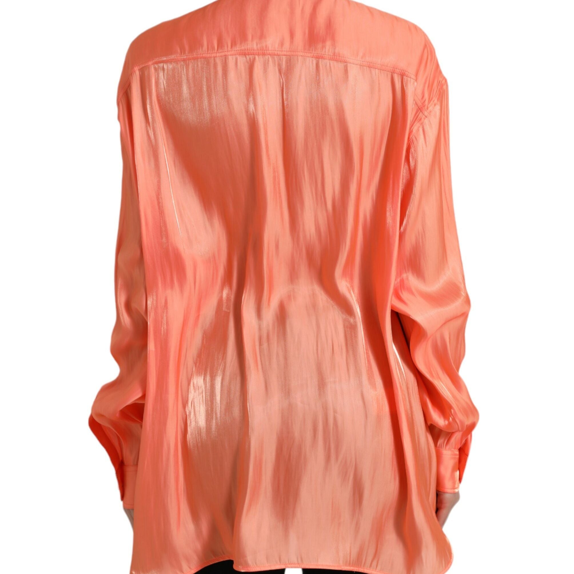 Dolce & Gabbana Peach Long Sleeve Button Down Blouse Top