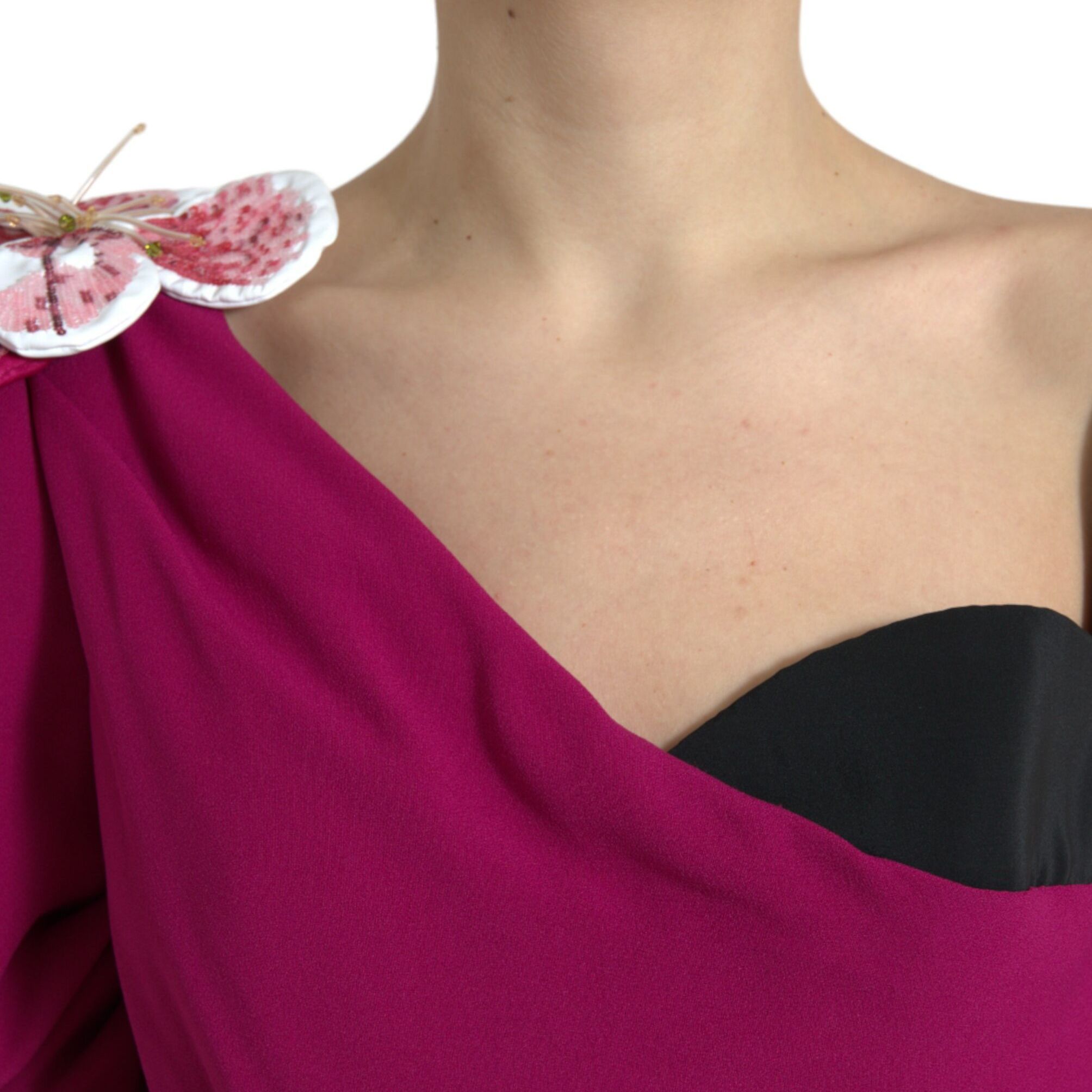 Dolce & Gabbana Purple Flower Embellished One Shoulder Dress
