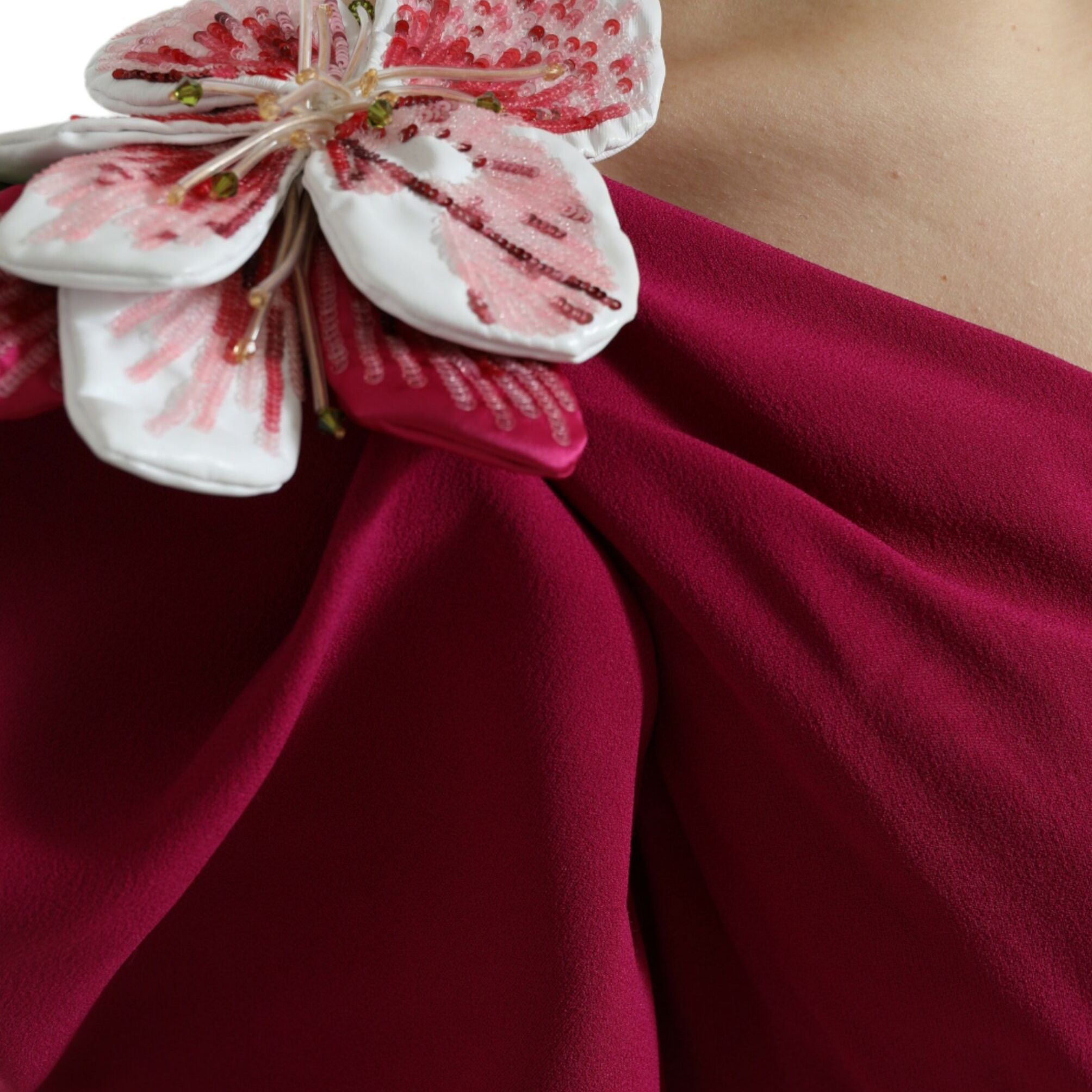 Dolce & Gabbana Purple Flower Embellished One Shoulder Dress