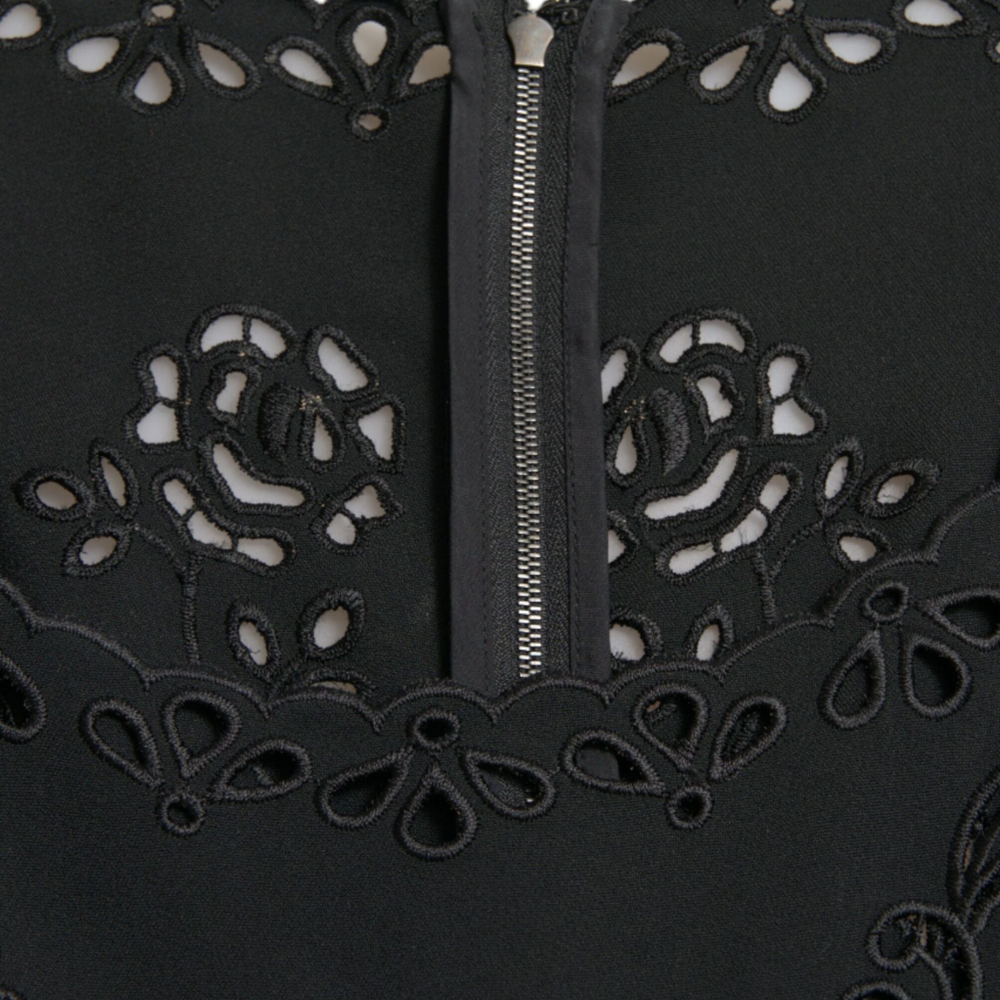 Dolce & Gabbana Black Floral Lace Viscose Bodycon Midi Dress