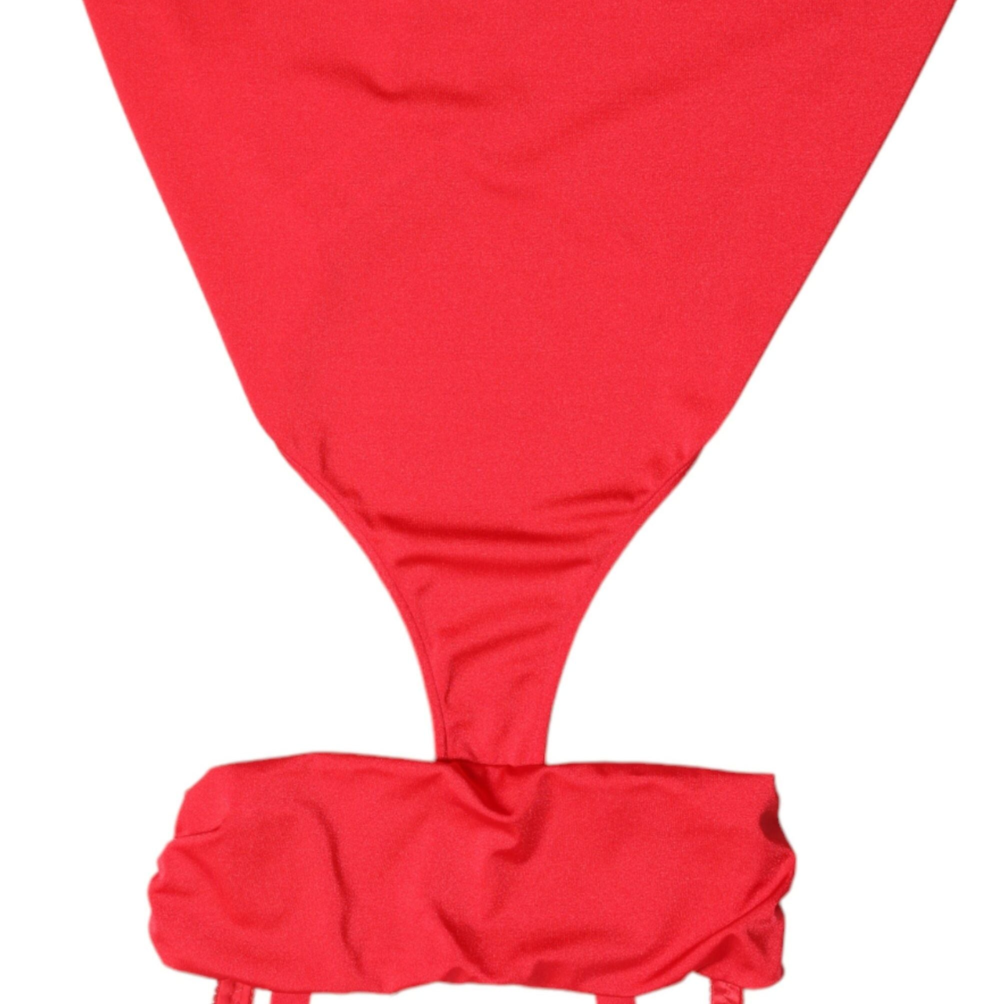 Dolce & Gabbana Red Cutout Nylon Sheath Sleeveless Mini Dress