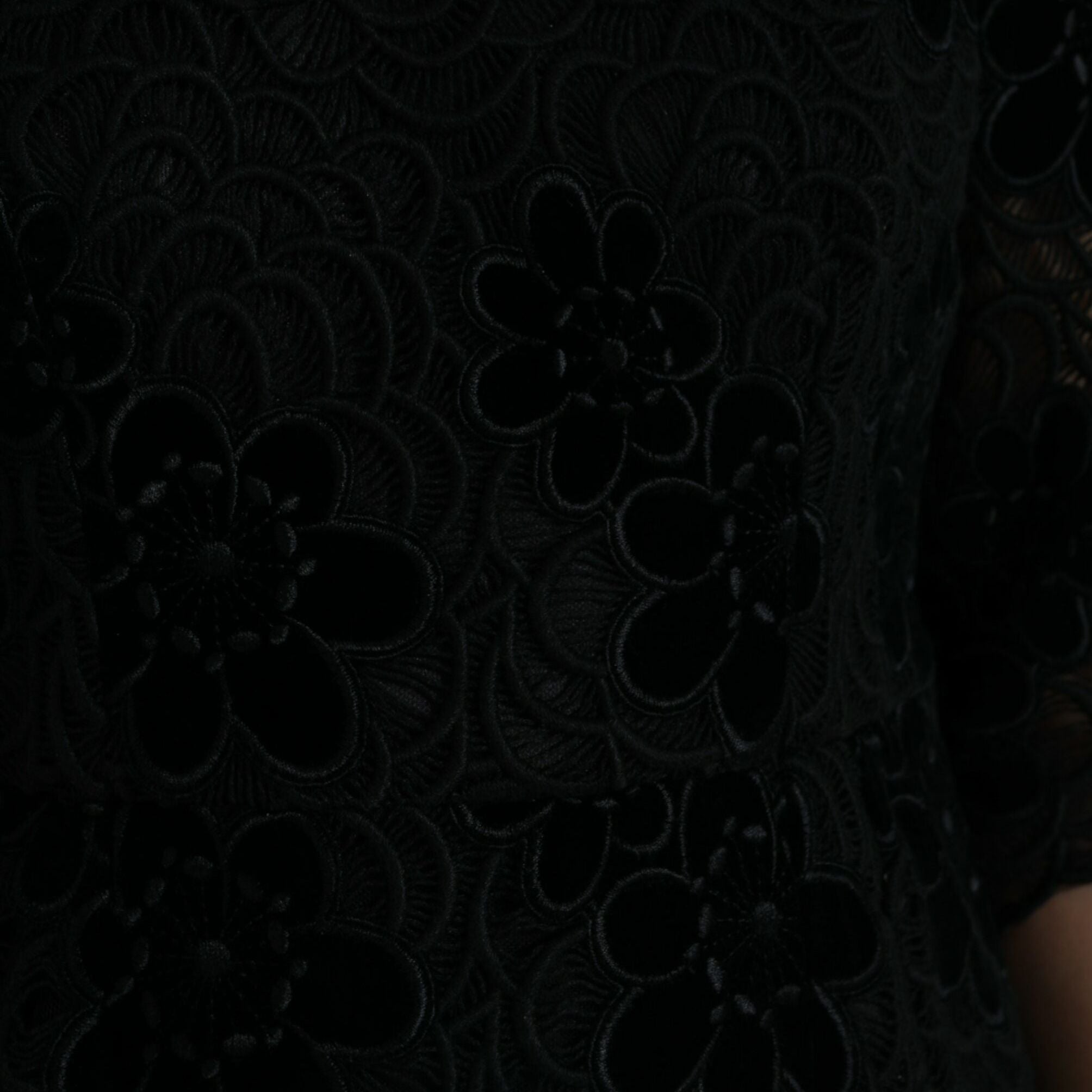Dolce & Gabbana Black Floral Lace Cotton Bodycon Dress