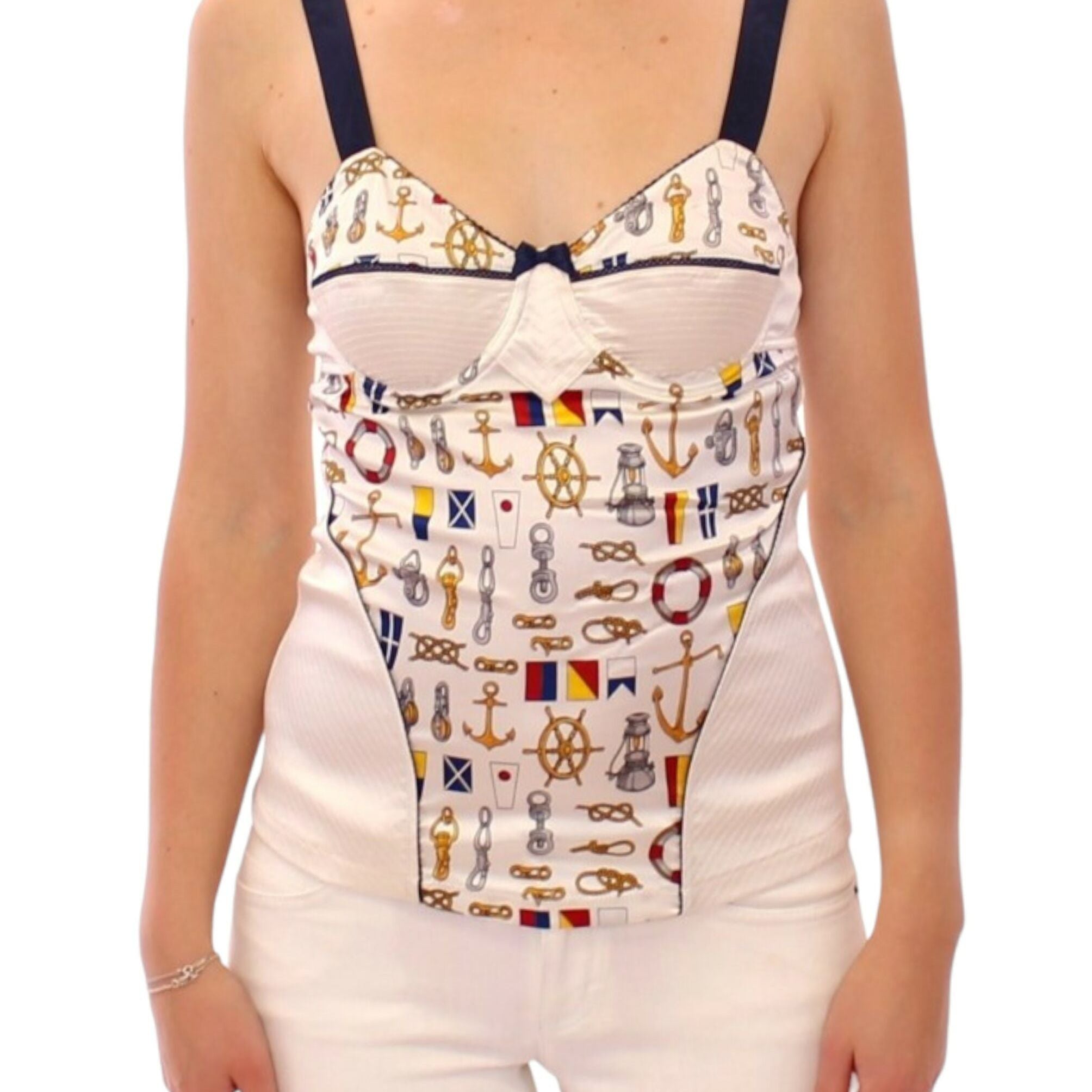 Dolce & Gabbana White sailor motive tank top