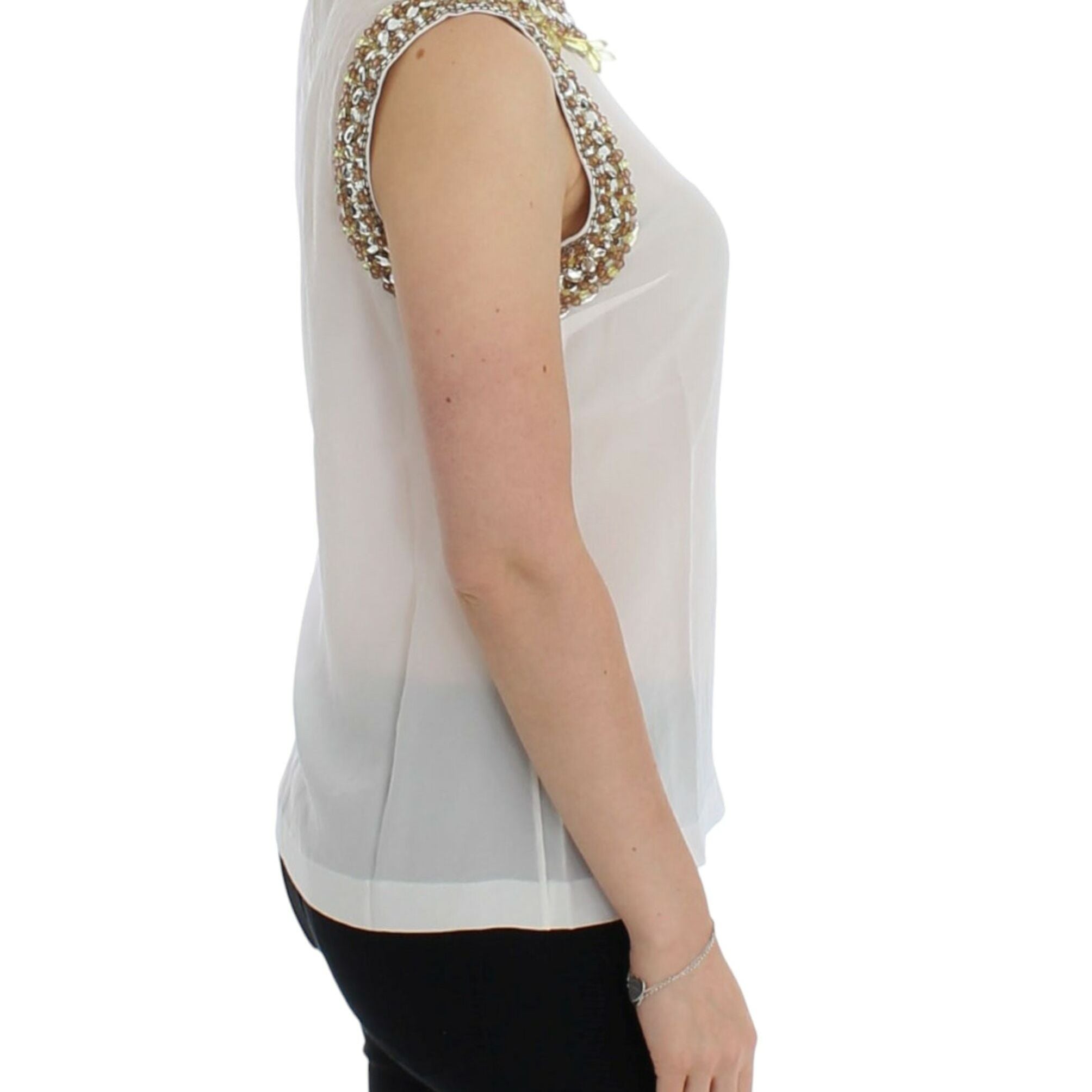 Dolce & Gabbana White crystal embellished tank top