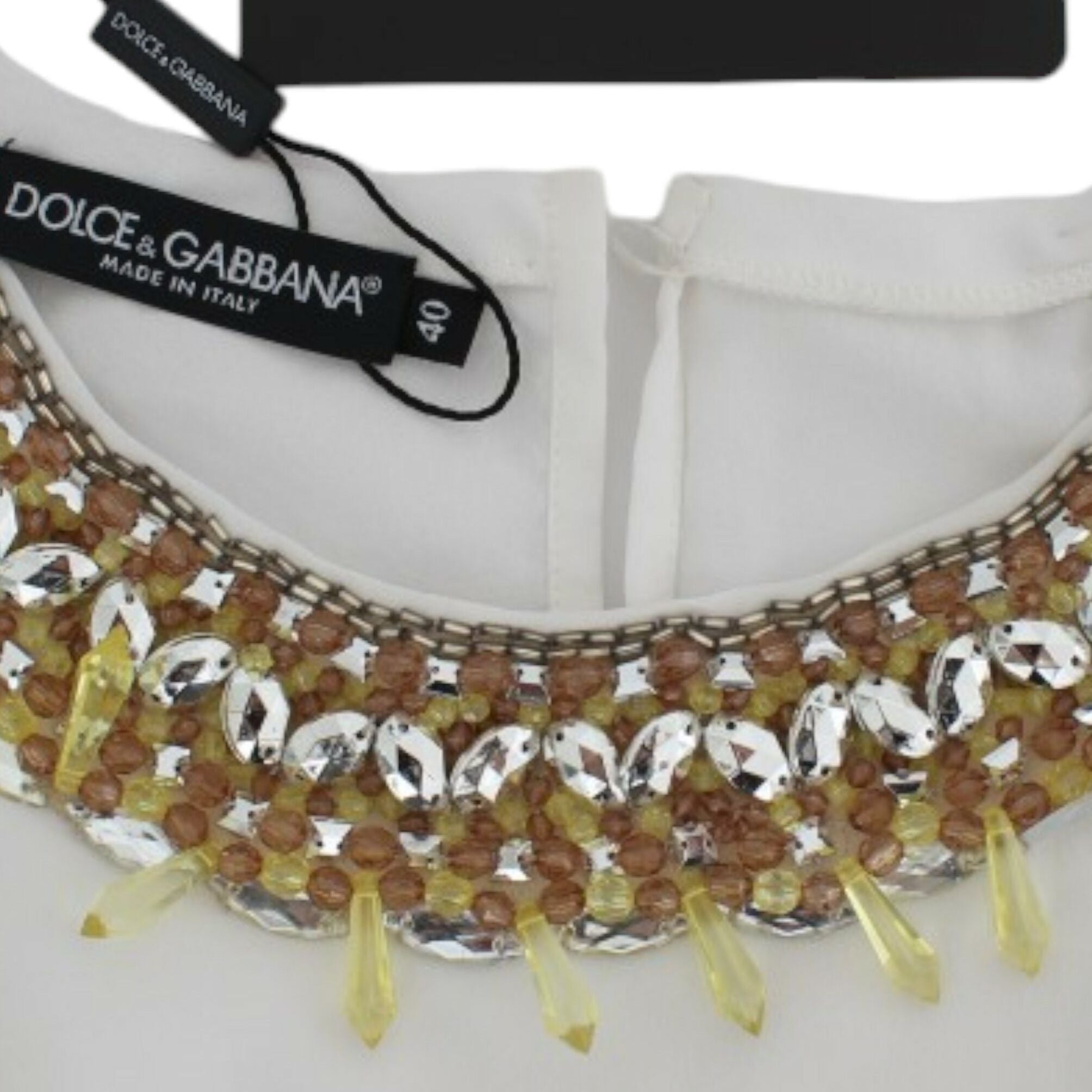 Dolce & Gabbana White crystal embellished tank top