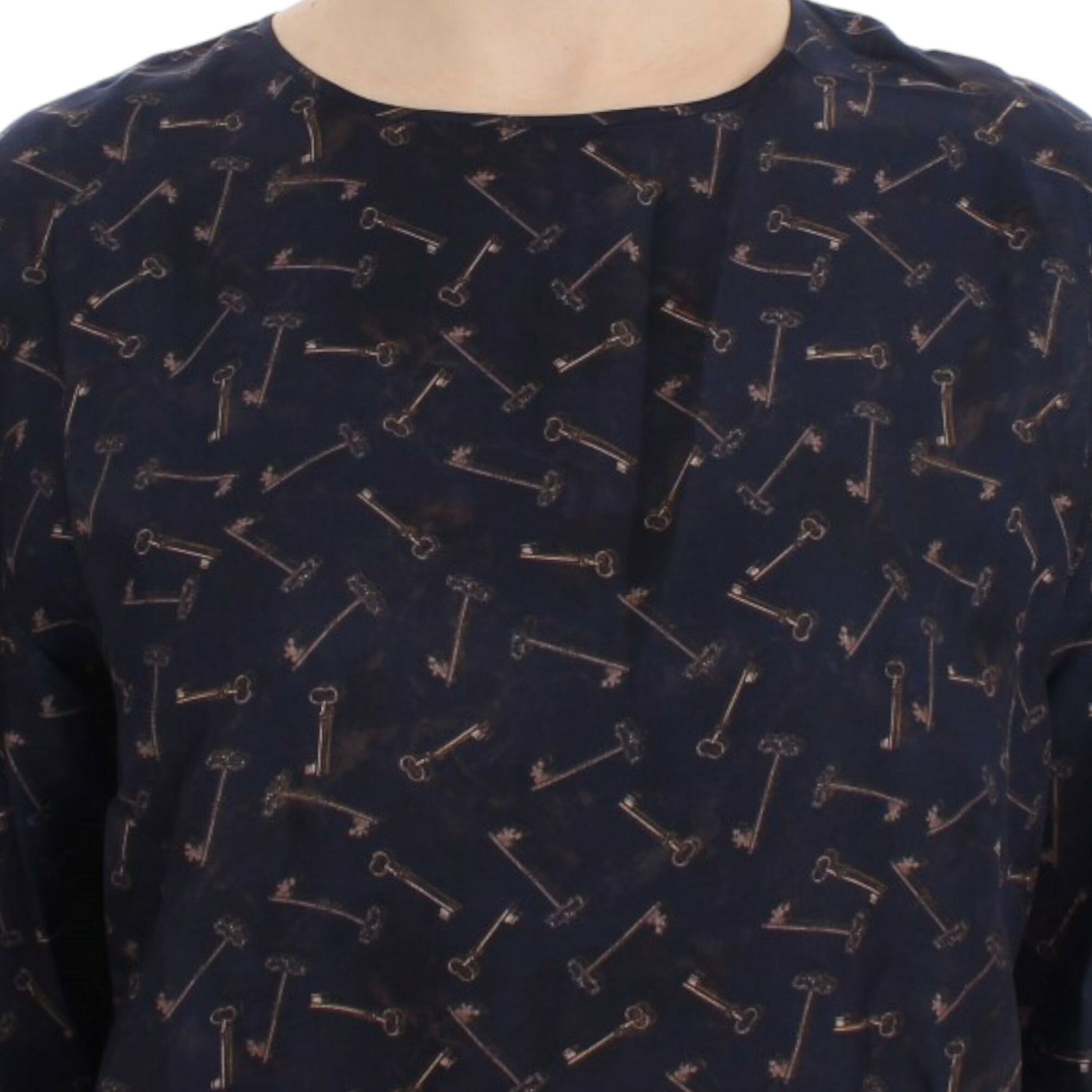 Dolce & Gabbana Blue gold key print silk blouse