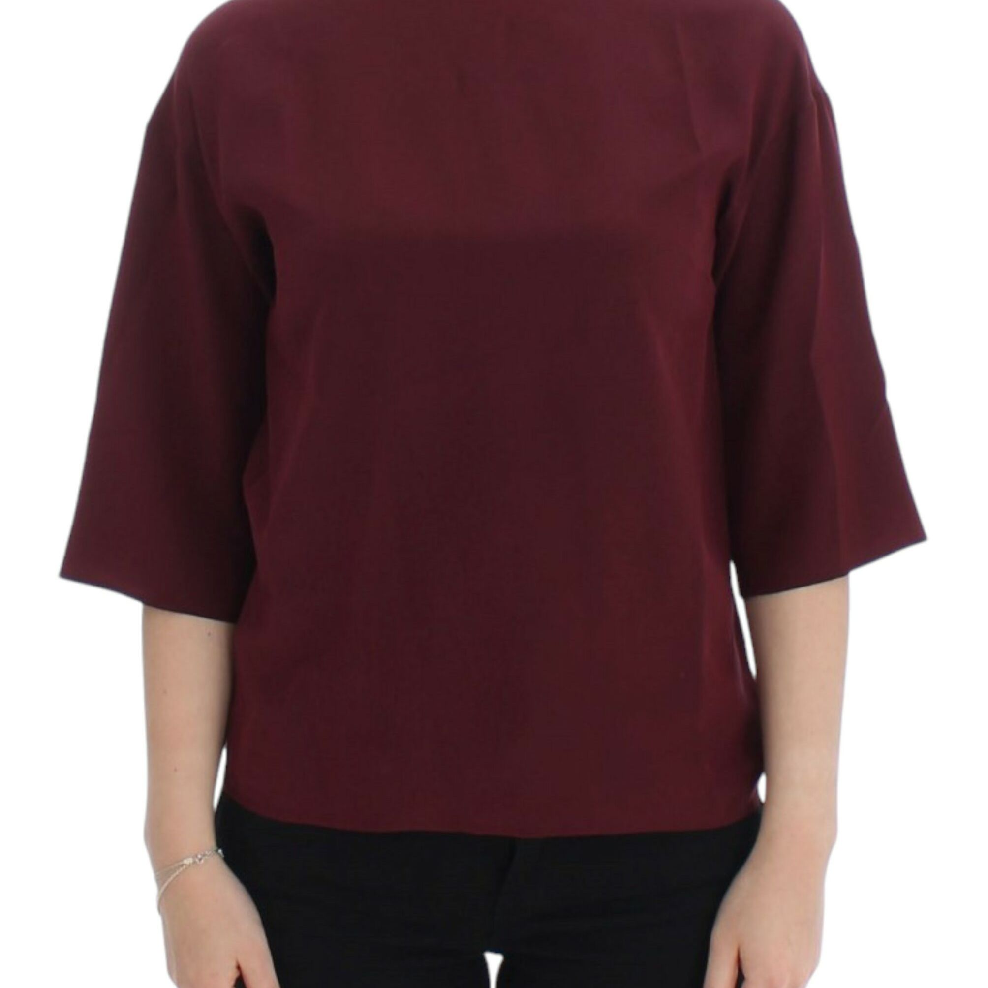 Dolce & Gabbana Red 3/4 sleeve silk blouse