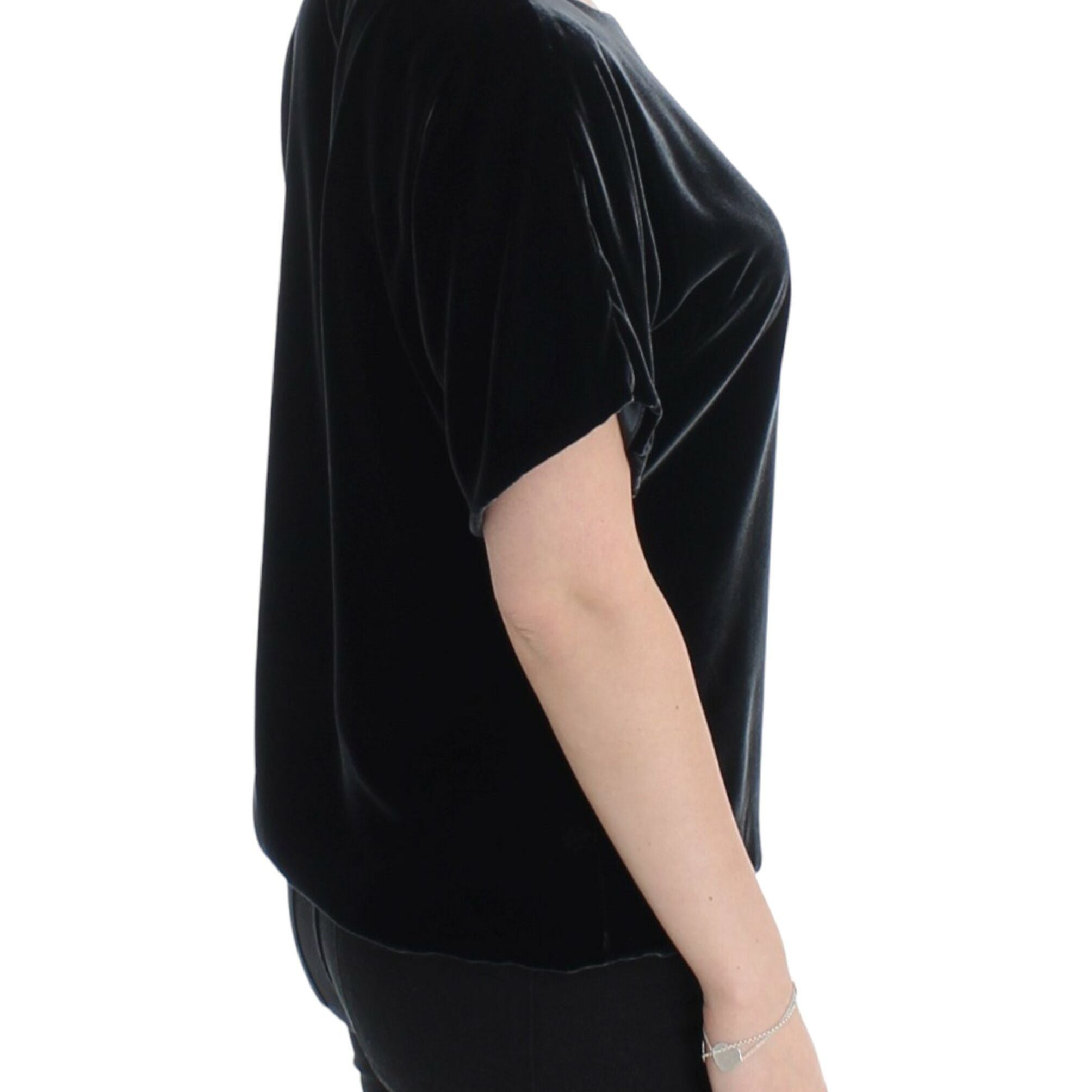 Dolce & Gabbana Black velvet shortsleeved blouse