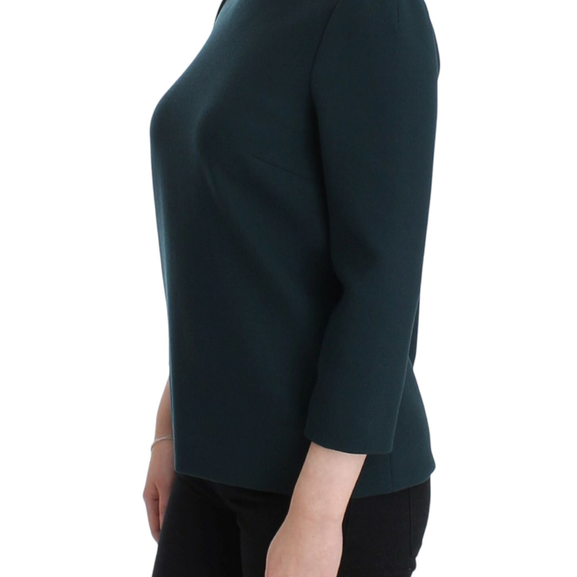 Dolce & Gabbana Green 3/4 sleeve wool blouse