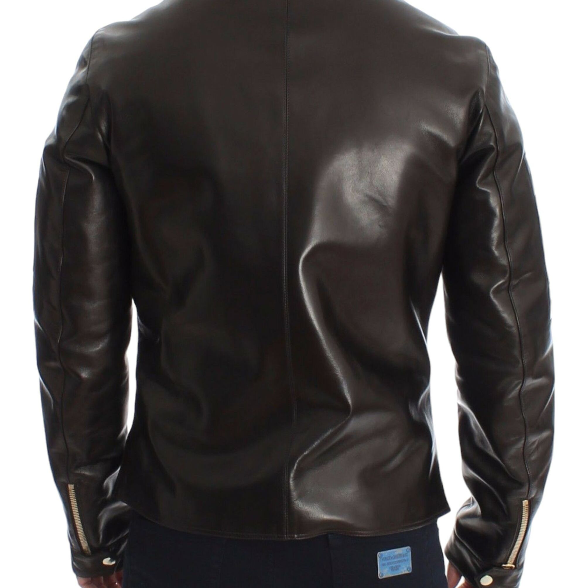Dolce & Gabbana Brown Lambskin Leather Zipper Jacket