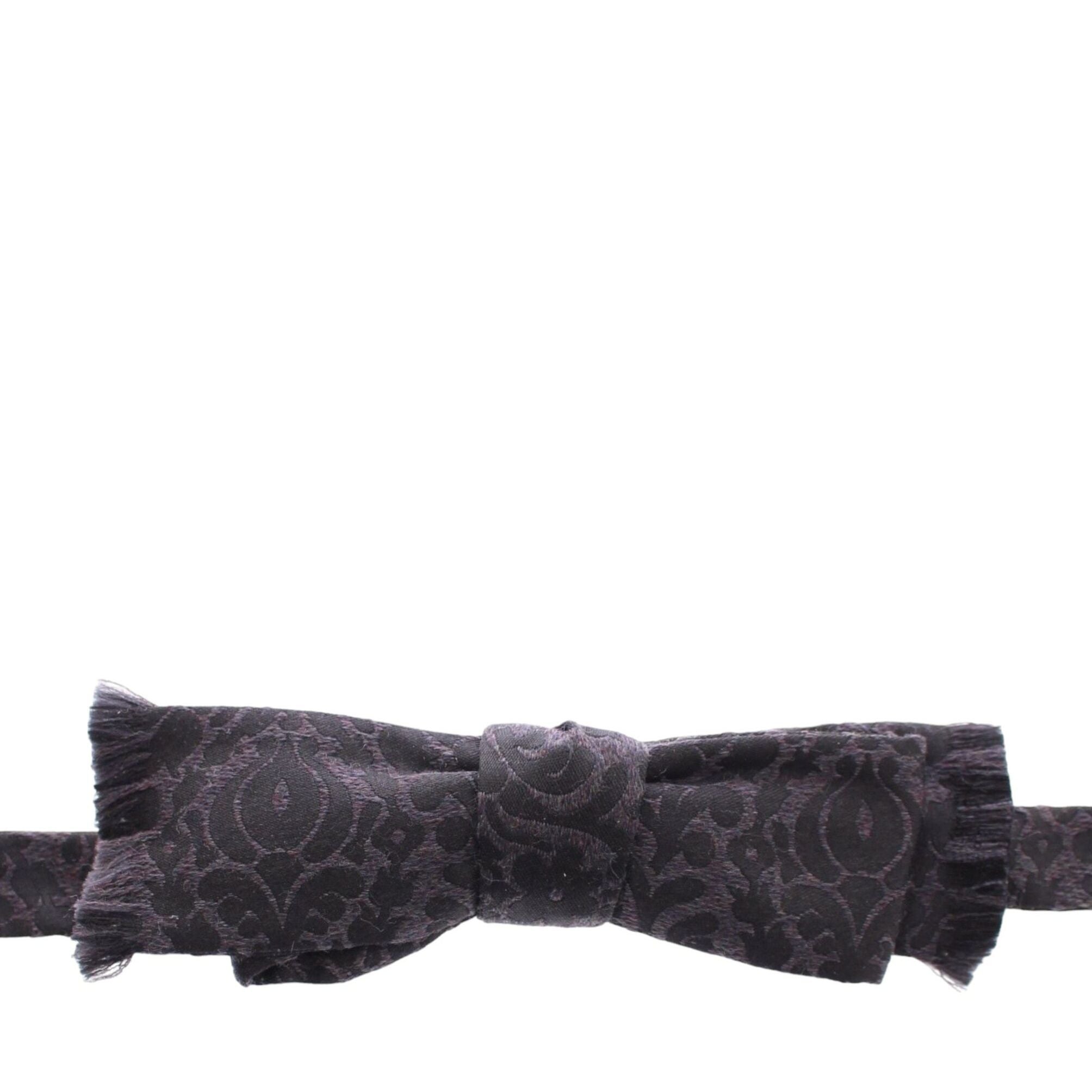 Dolce & Gabbana Gray Black Wool Bow Tie