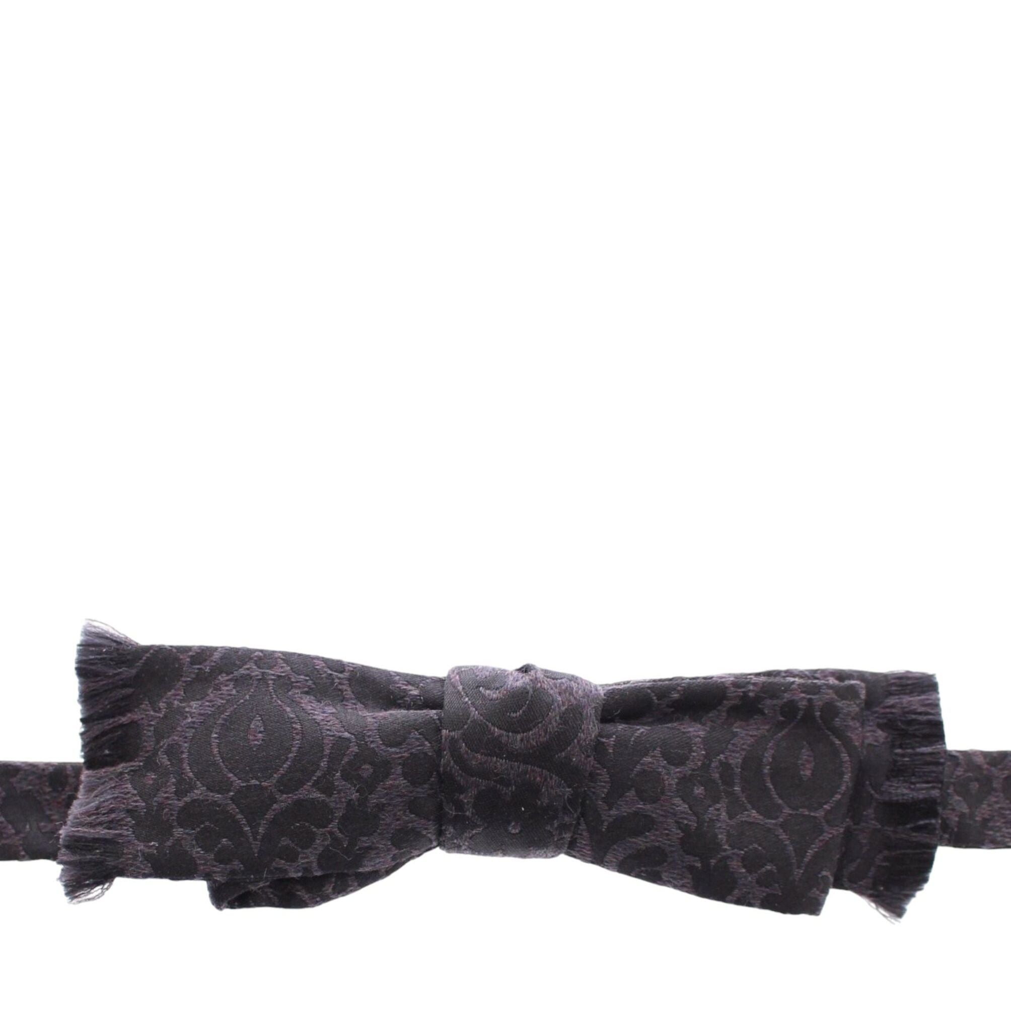 Dolce & Gabbana Gray Black Wool Silk Bow Tie