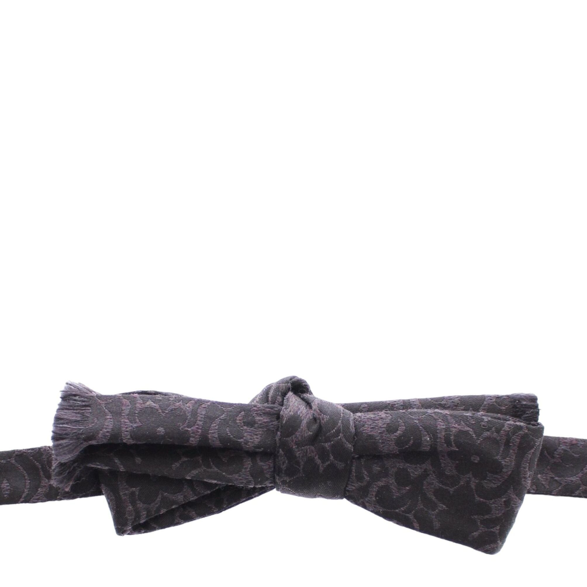 Dolce & Gabbana Gray Black Wool Silk Bow Tie
