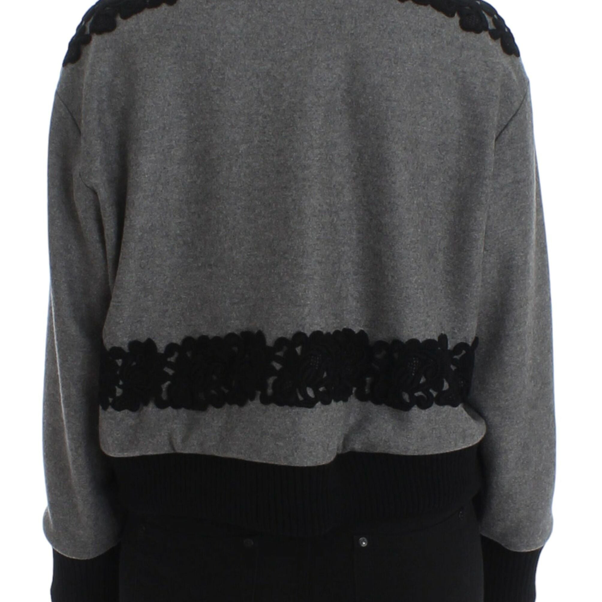 Dolce & Gabbana Gray Black Lace Wool Cashmere Sweater