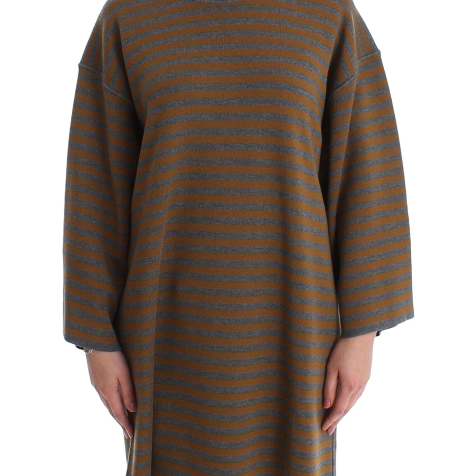 Dolce & Gabbana Oversized Gray Yellow Striped Sweater Top