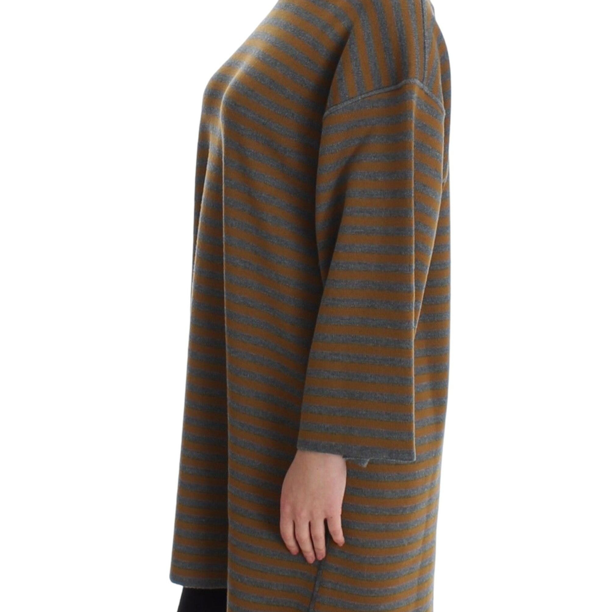 Dolce & Gabbana Oversized Gray Yellow Striped Sweater Top