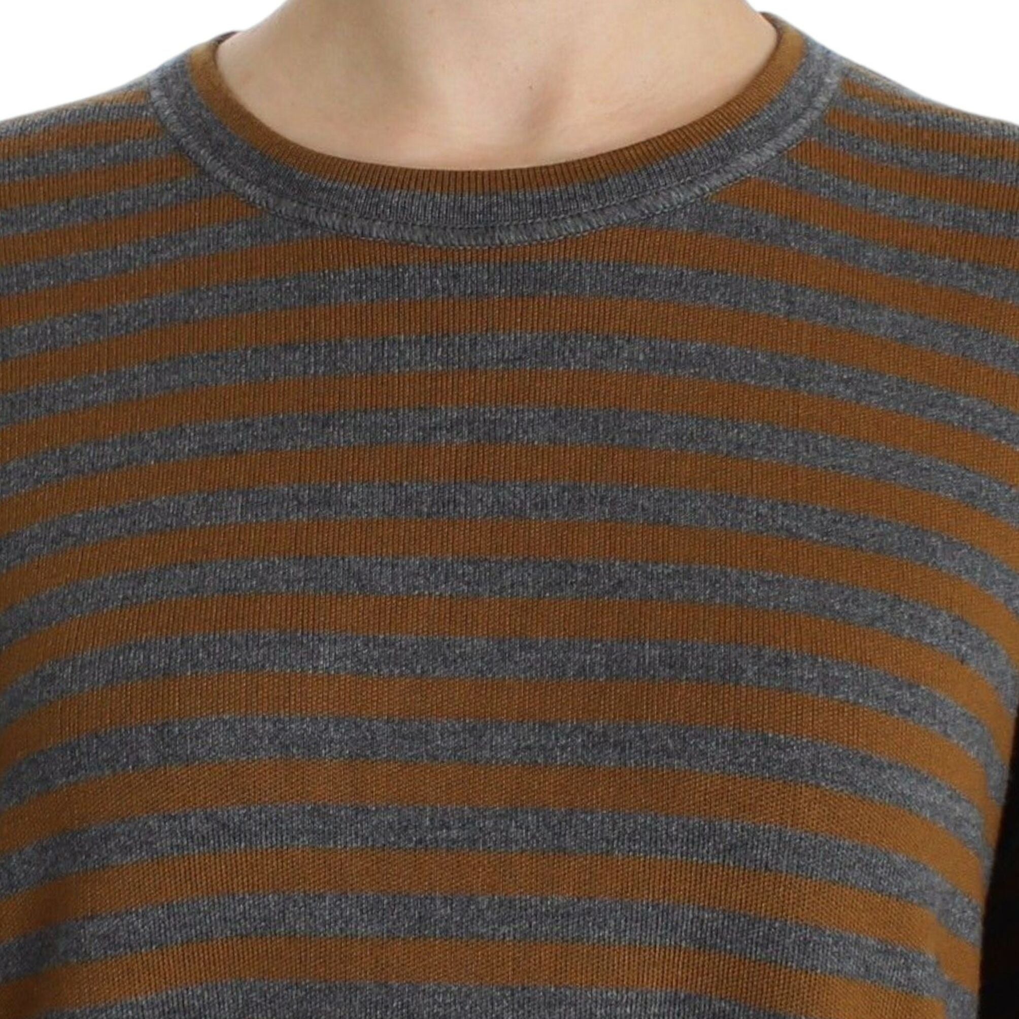 Dolce & Gabbana Oversized Gray Yellow Striped Sweater Top