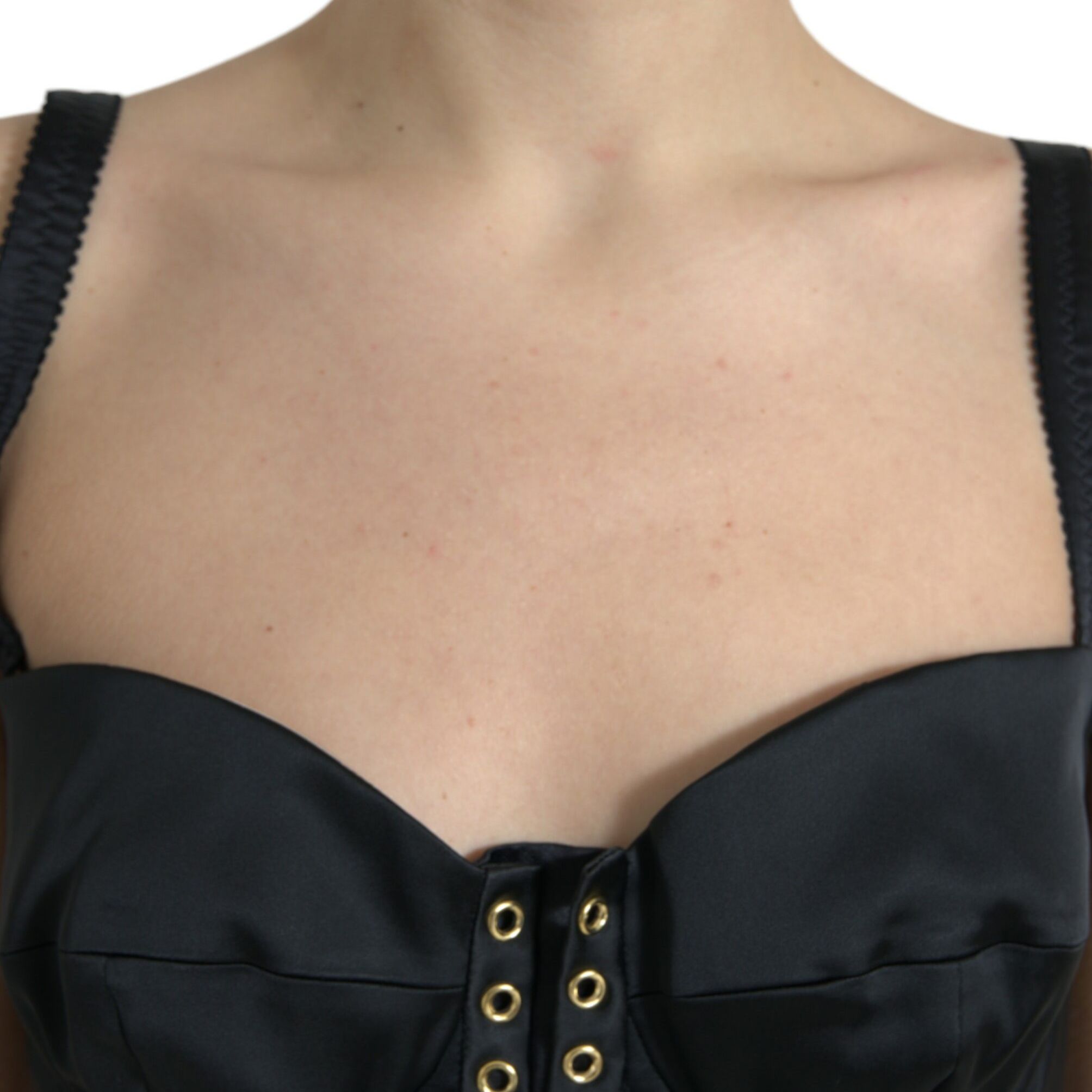 Dolce & Gabbana Black Bustier Corset Lace Bodycon Midi Dress
