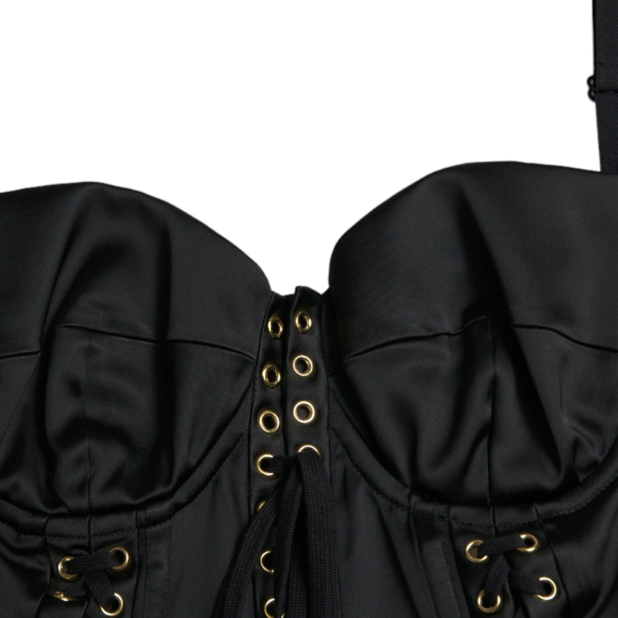 Dolce & Gabbana Black Bustier Corset Lace Bodycon Midi Dress